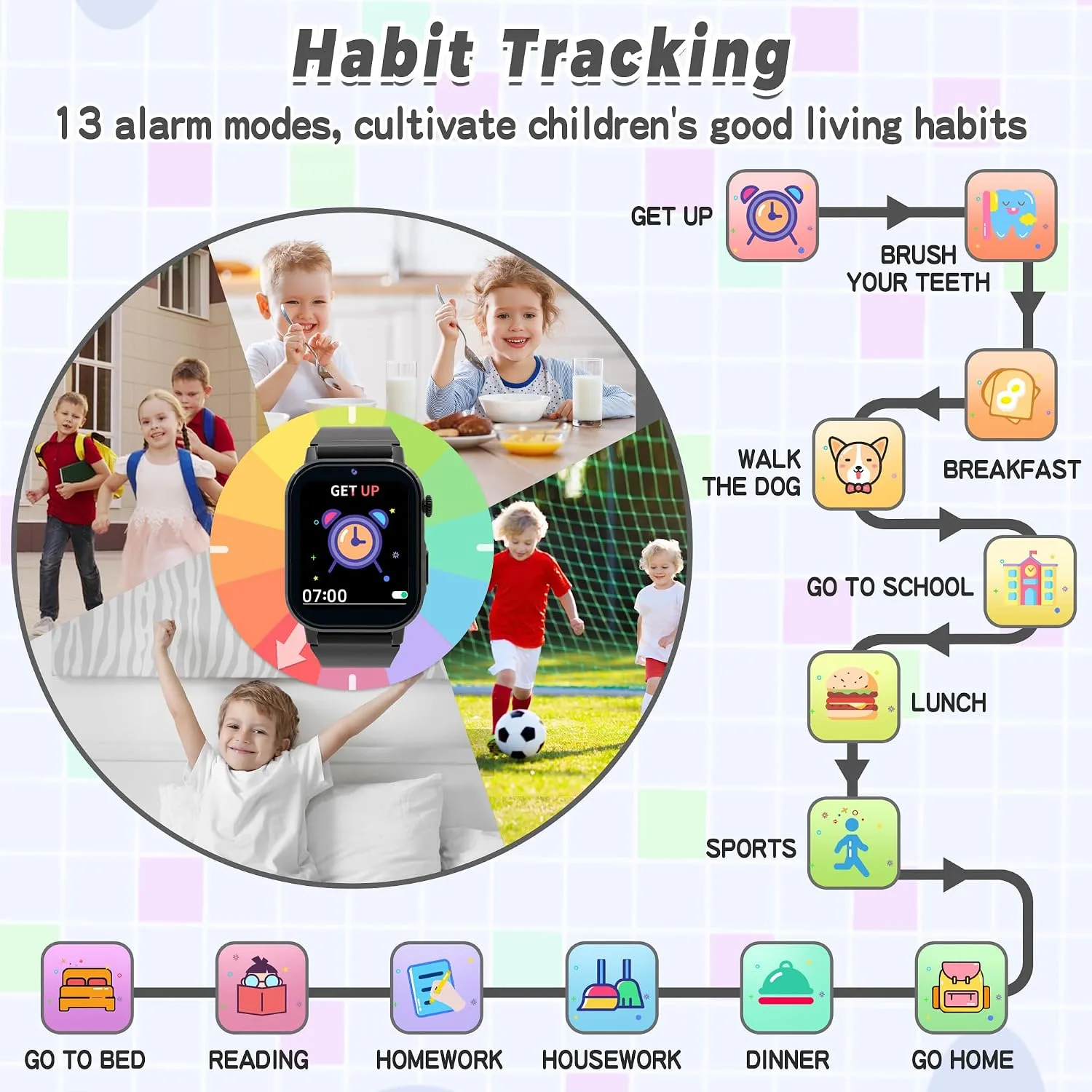 Kids Smart Watch Boys with 32 Games, Camera, Video, Pedometer, Flashlight