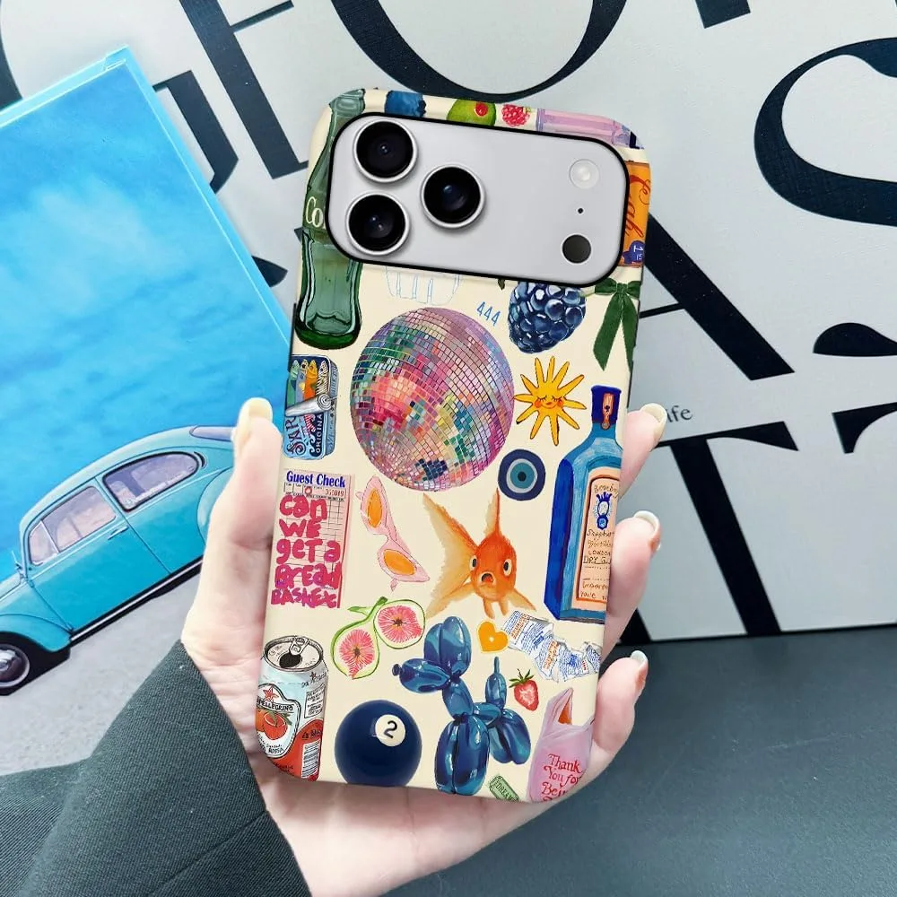 Case Compatible with iPhone 18 Pro Max/iPhone 17 Pro Max,Fall Prevention Hybrid 2-Layer Hard Shell Phone Cover for Girls Boys,Collage European Disco