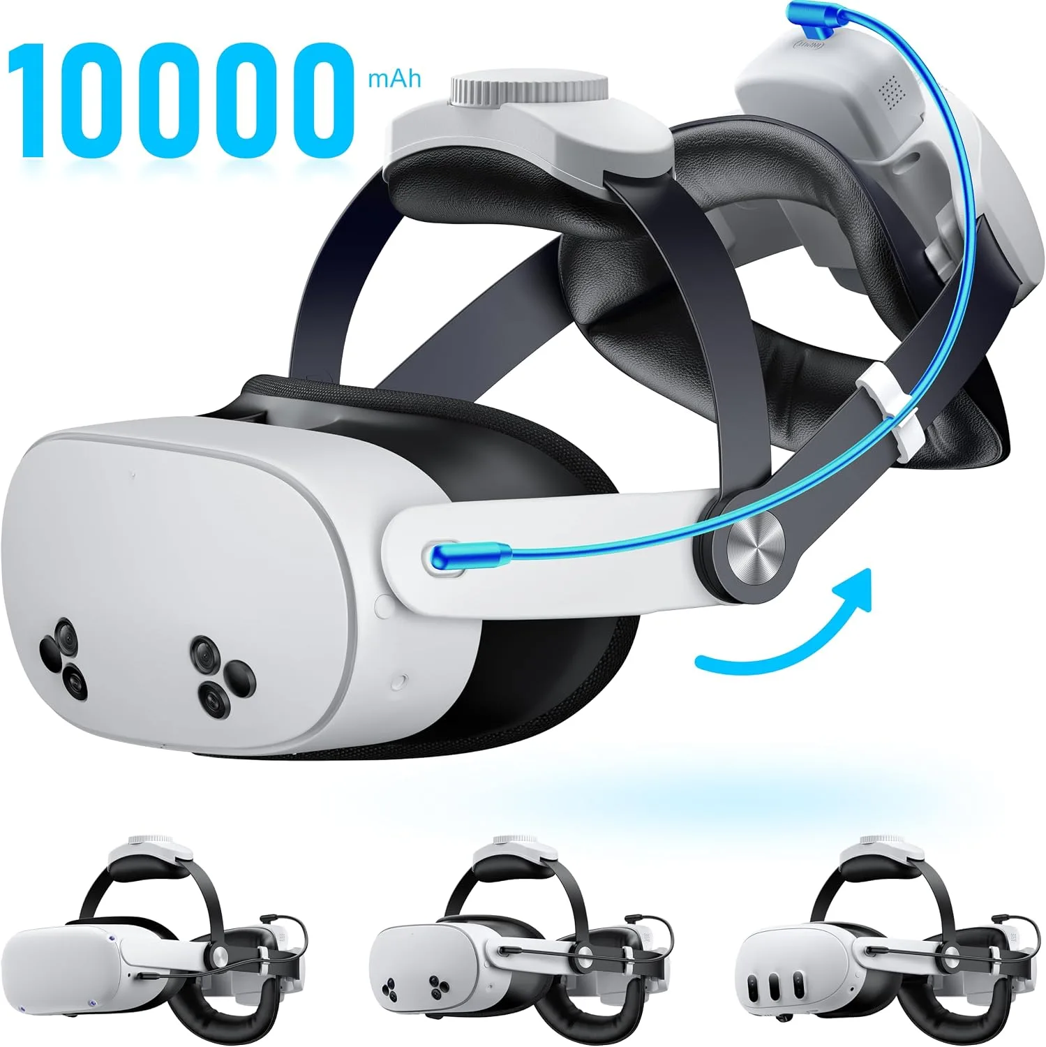 Correa para headset Kawaye para Meta Quest 3S/Quest 2/Quest 3 con batería extraíble de 10000mAh