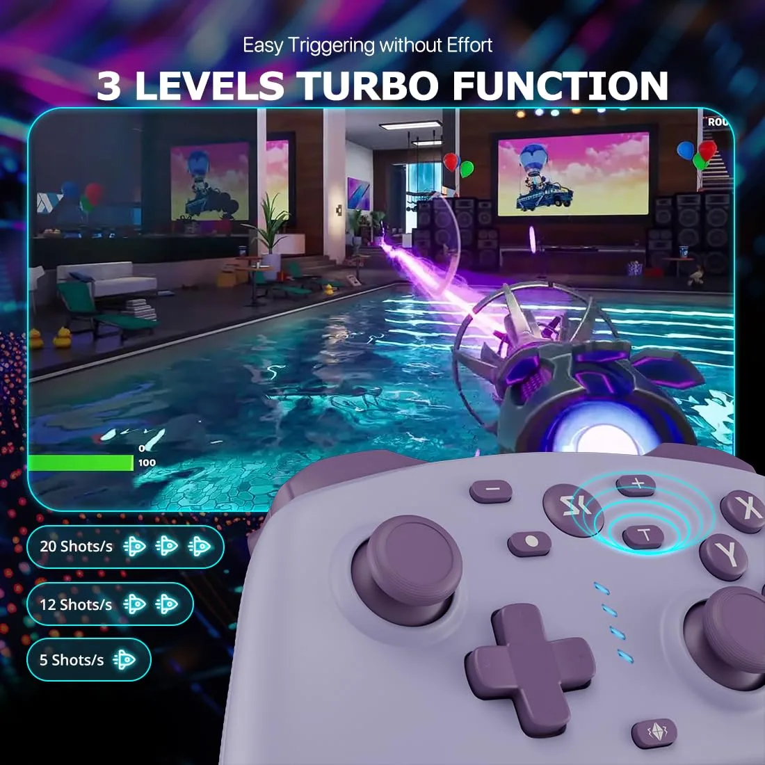 Wireless Switch Controller for Switch/Switch 2/Lite/OLED/PC Controller with 2.4G Adapter, 2 Pack Switch Controller with Hall Joysticks & Hall Triggers, Switch Pro Controller with Wake-up, 2 Back Programmable Buttons, Turbo Function
