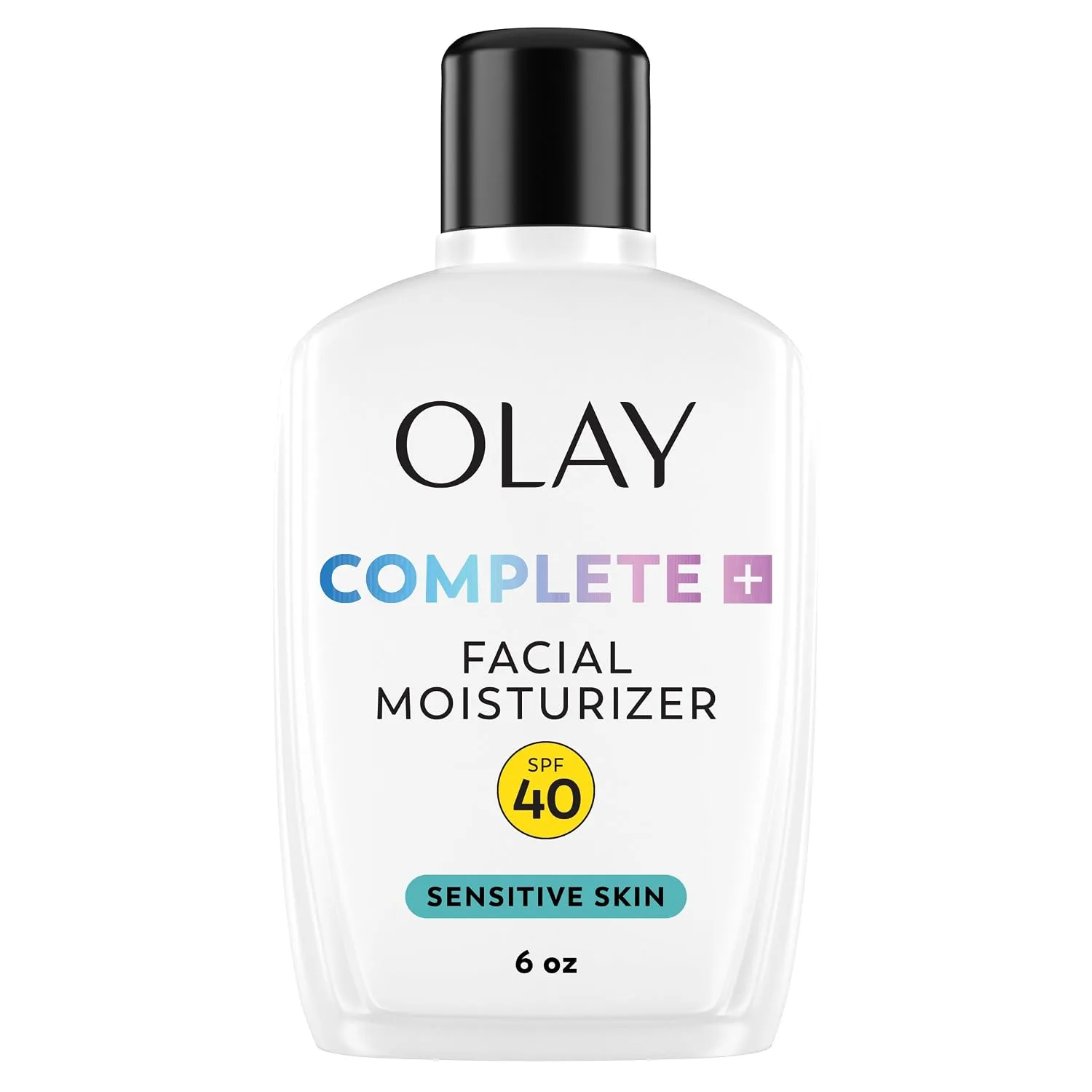 Olay Complete+ Face Moisturizer with Sunscreen SPF 40, For Sensitive Skin, Broad Spectrum Sun Protection, Fragrence-Free - No White Cast on All Tones, Nourishes Moisture Barrier - Ceramides, 6 Oz