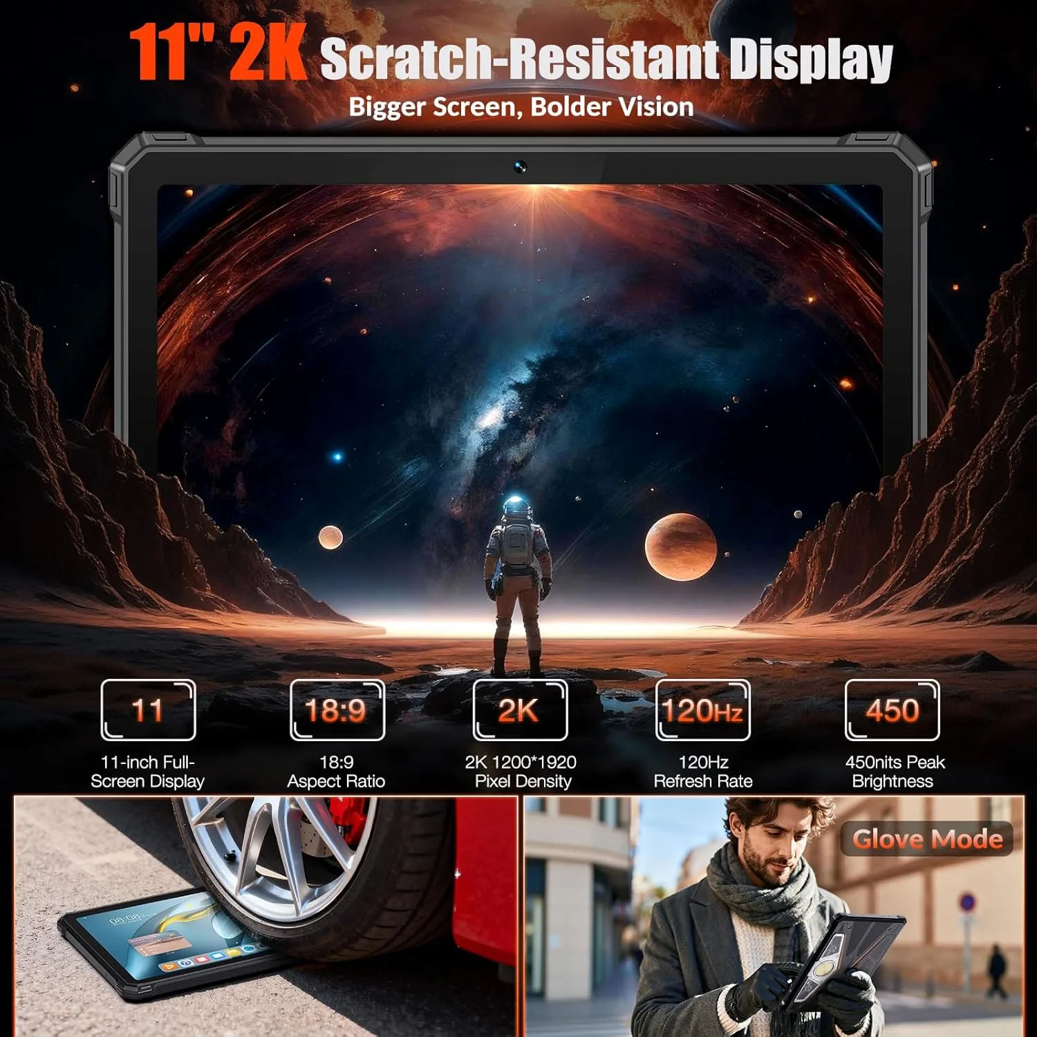 WT1 Pro 5G 11" 120Hz Rugged Tablet-Android 16 Waterproof Gemini AI Tablet