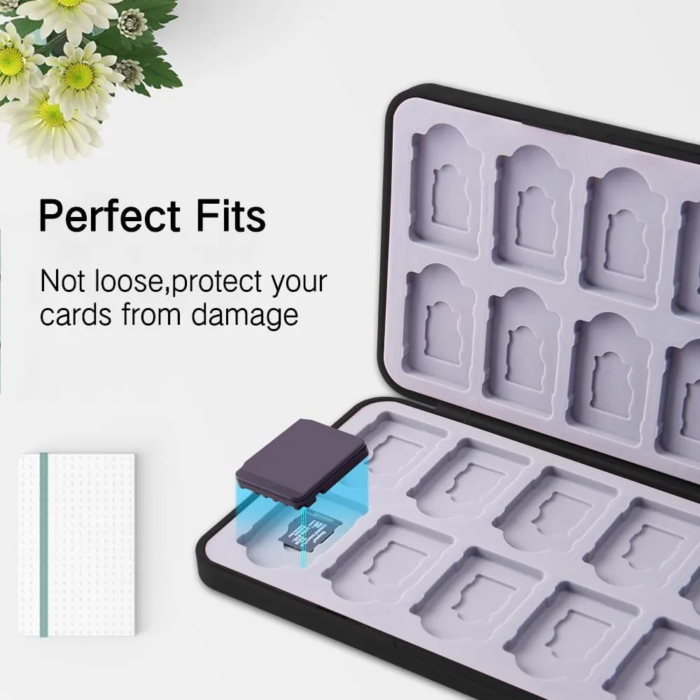 PERFECTSIGHT Switch Game Card Case for Nintendo Switch 2 / Lite/ OLED, Cute 24 Game Holder Cartridge Case for Game Cards and 48 SD Cards, Kawaii Portable Compact Storage Box, Black Ball
