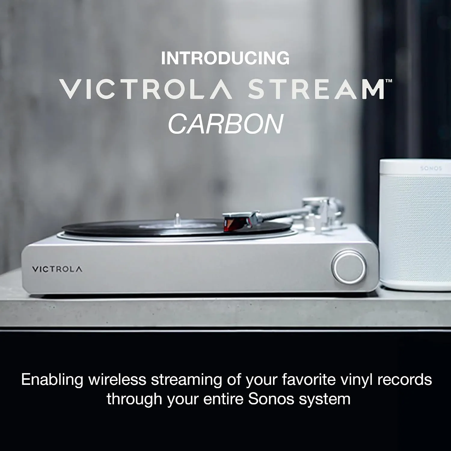 Victrola Stream Carbon - Wi-Fi Turntable, Works with Sonos - Black