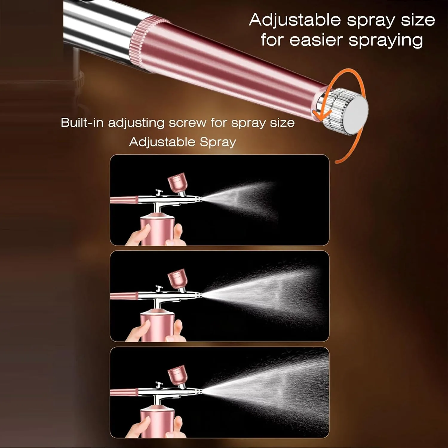 Airbrush Kit with Compressor, Rechargeable Cordless Air Brush Nail Machine with 0.3mm Nozzle and Cleaning Brush for Nail Art, Makeup, Painting, and Cake Decorating (Pink)