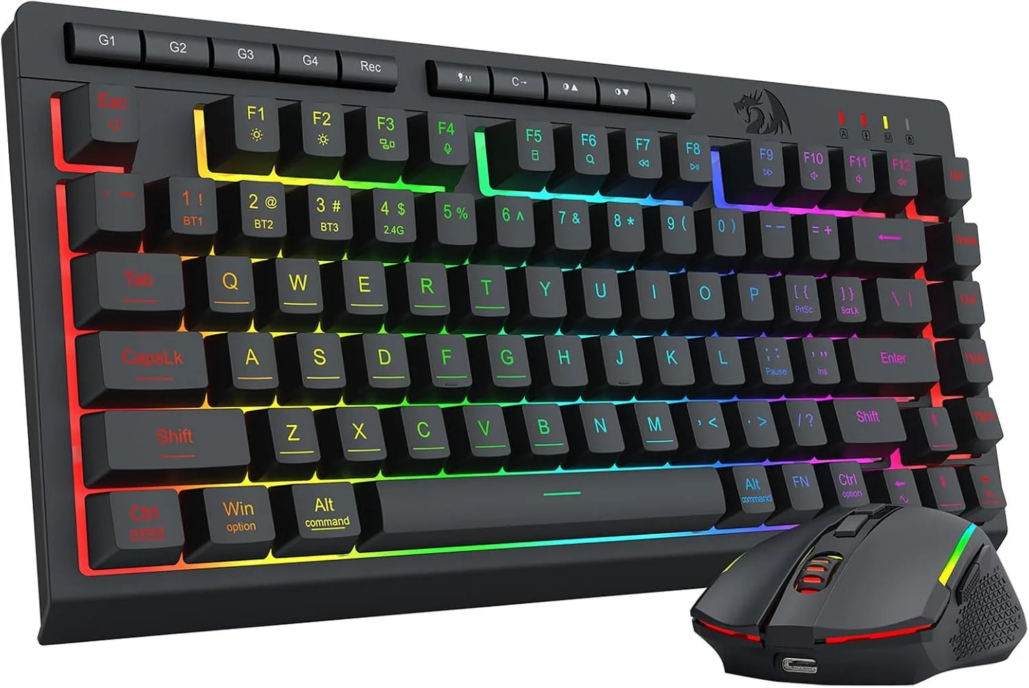 Kit de teclado y mouse inalámbrico Redragon S155PRO negro 75% portátil
