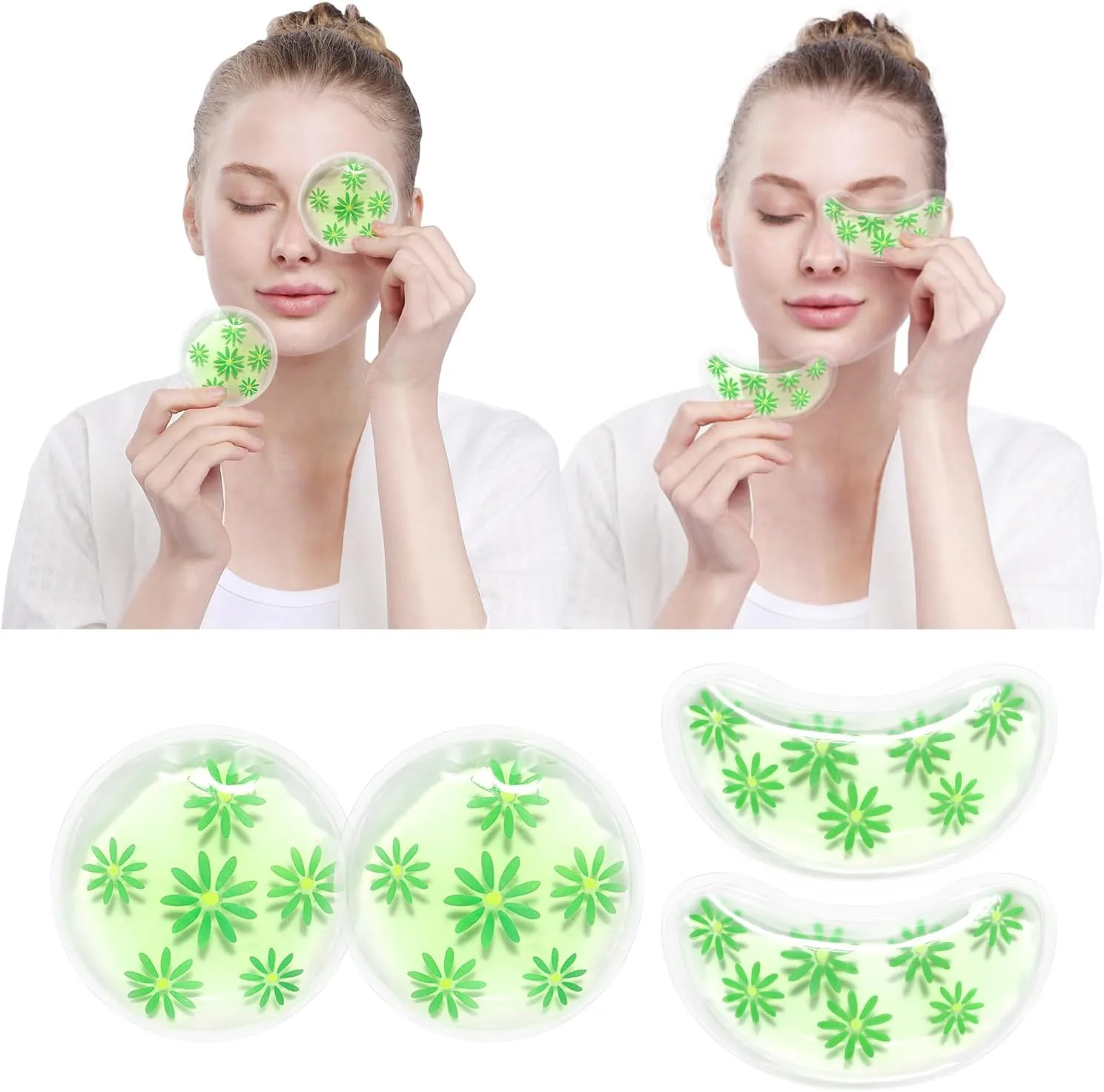 4PCS Gel Eye Ice Pack Set Reusable, Cold and Hot Compress for Eyes