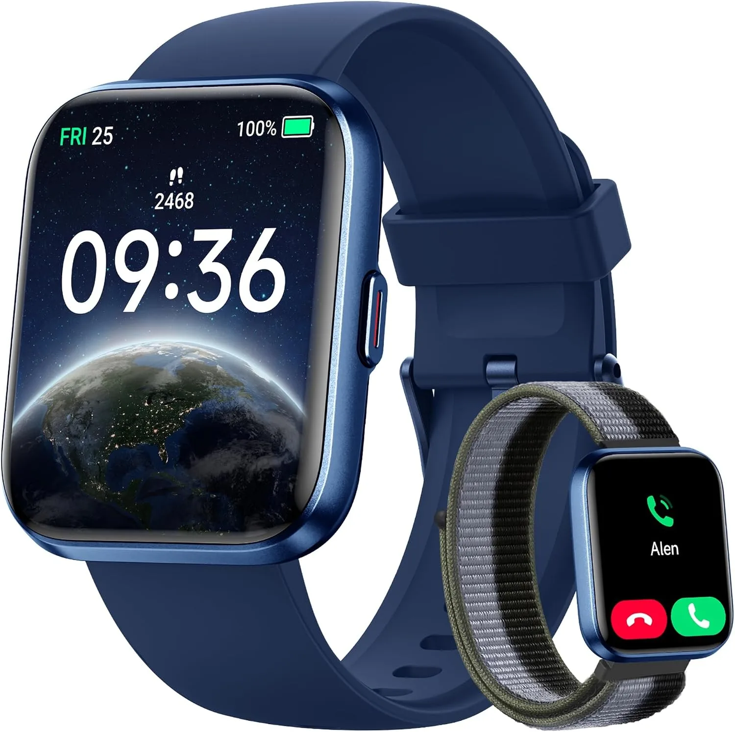 Smartwatch Woneligo para mujer con Alexa, pantalla táctil 1.85", monitoreo de salud y resistencia 3 ATM, color Azul Marino