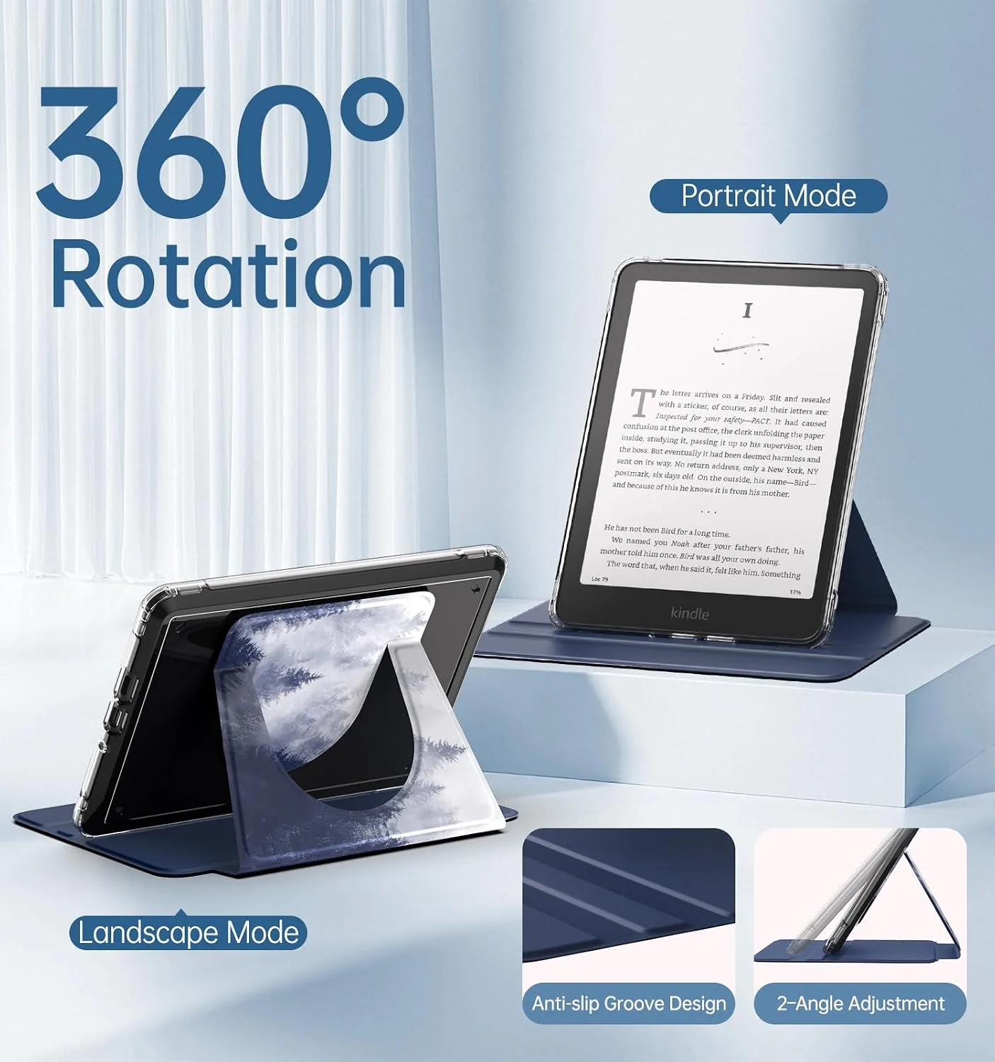MoKo 360°Rotating Case for 7" Kindle Paperwhite 12th Gen 2024 & Colorsoft
