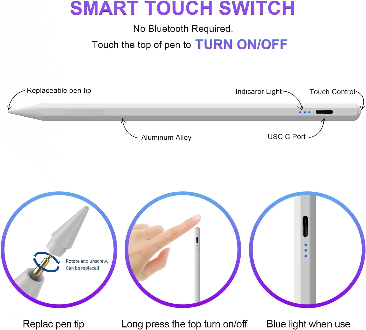 Stylus Pen for iPad 6th-11th Generation,Fast Charge Apple iPad Stylus Pencil with Palm Rejection,Compatible with 2018-2026 i Pad 6/7/8/9/10/11 Gen, Pro 13"/12.9"/11"/M4, Air 3/4/5/M2, Mini 5/6