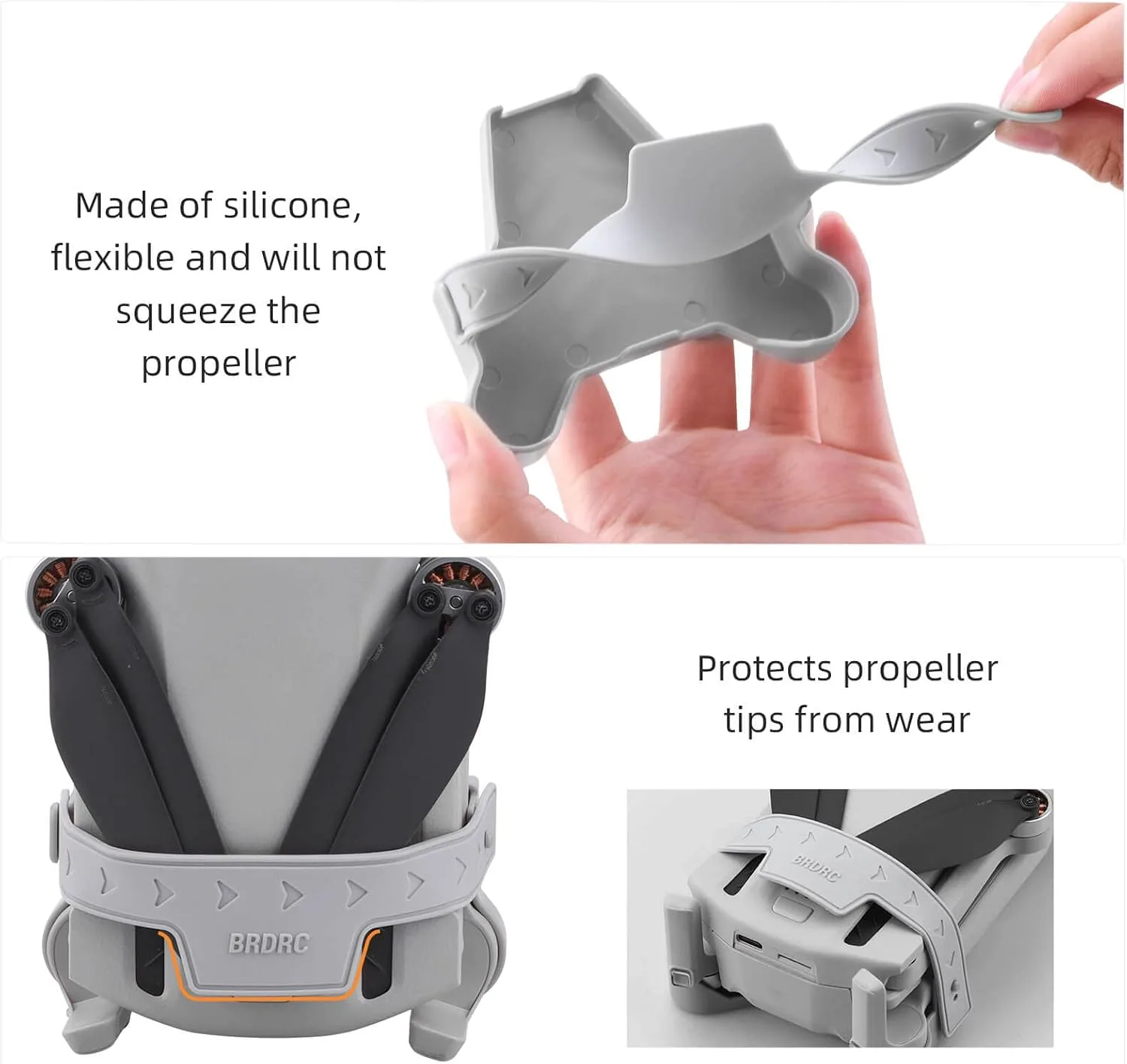 HeiyRC Mini 3 / Mini 3 Pro Propeller Holder,Prop Guard Strap Protector Stabilizer for DJI Mini 3 Series RC Drone Accessories(Grey)