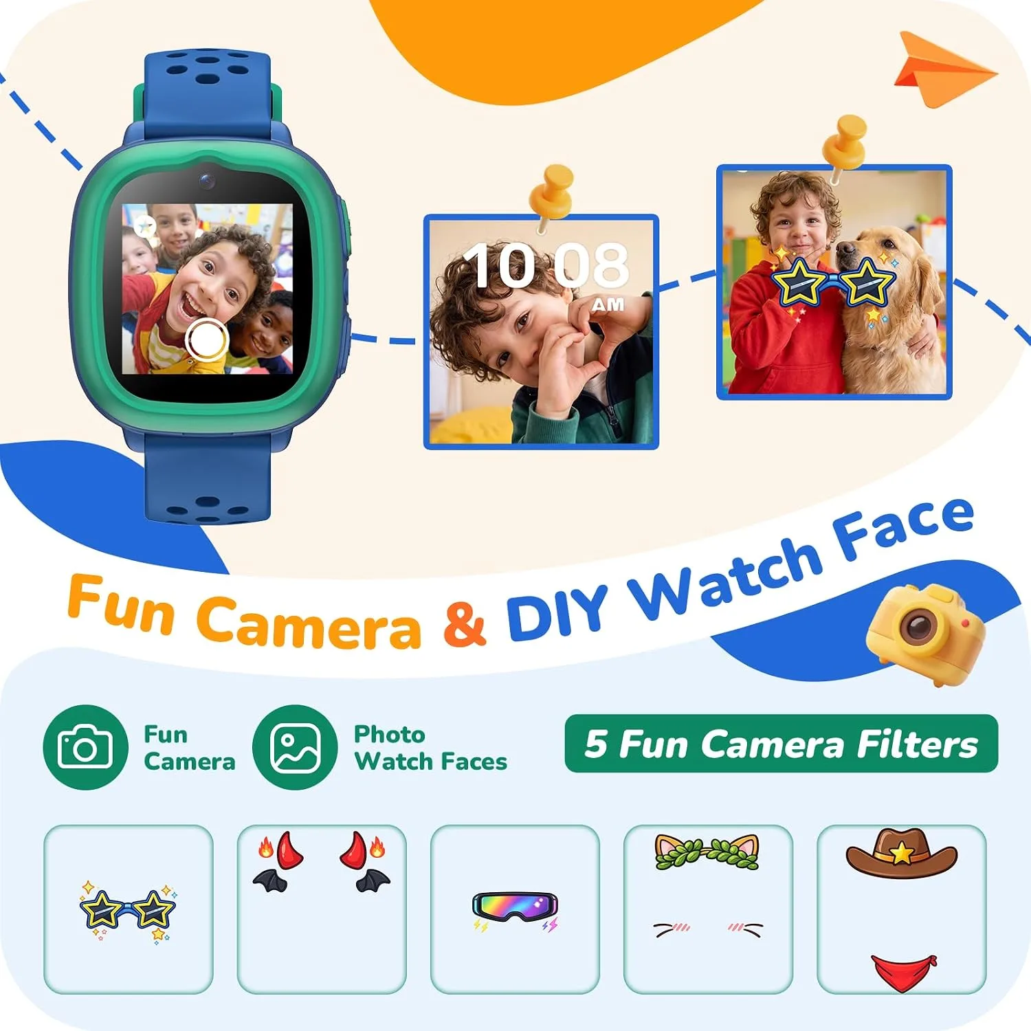 Gydom Kids Smart Watch, Birthday Gift Toy for Girls and Boys Ages 4-12,Blue