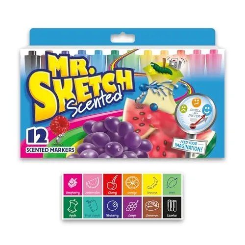 Mr. Sketch Scented Markers, Chisel Tip, Assorted Colors - Fun for Kids, Coloring, Spark Creativity, Arts & Crafts, 1 Count (Pack of 96)