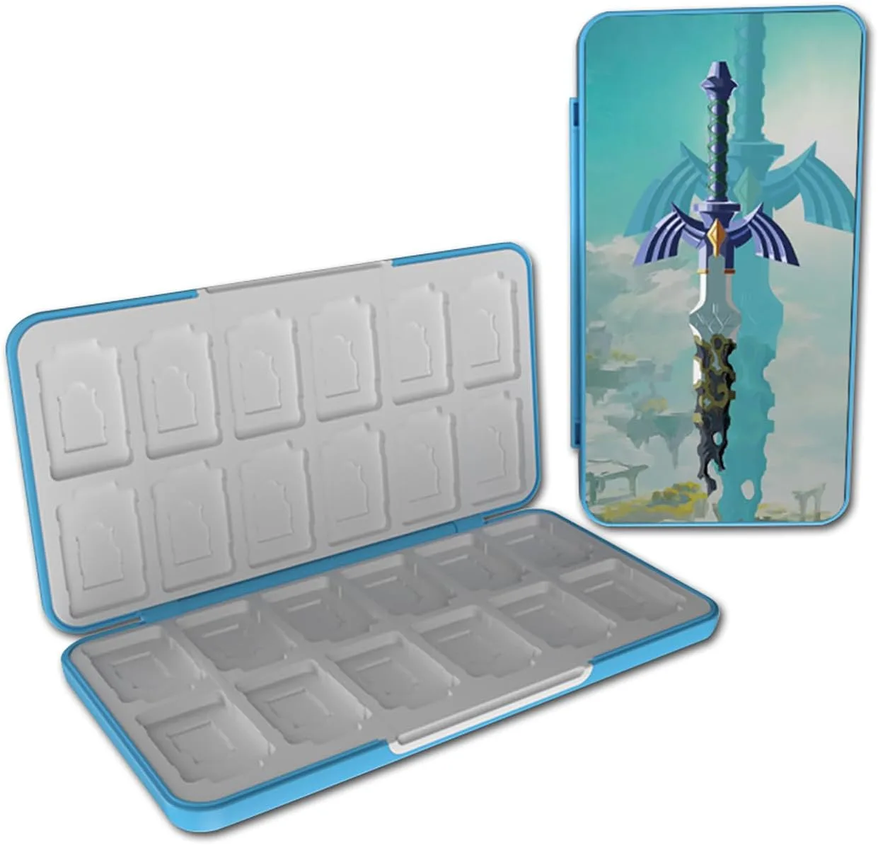 PERFECTSIGHT Switch Game Card Case for Nintendo Switc 2/ OLED/ Lite, 24 Switch Game Holder Cartridge Case with 24 Game & 48 Micro SD Cards Storage, Skyward Sword