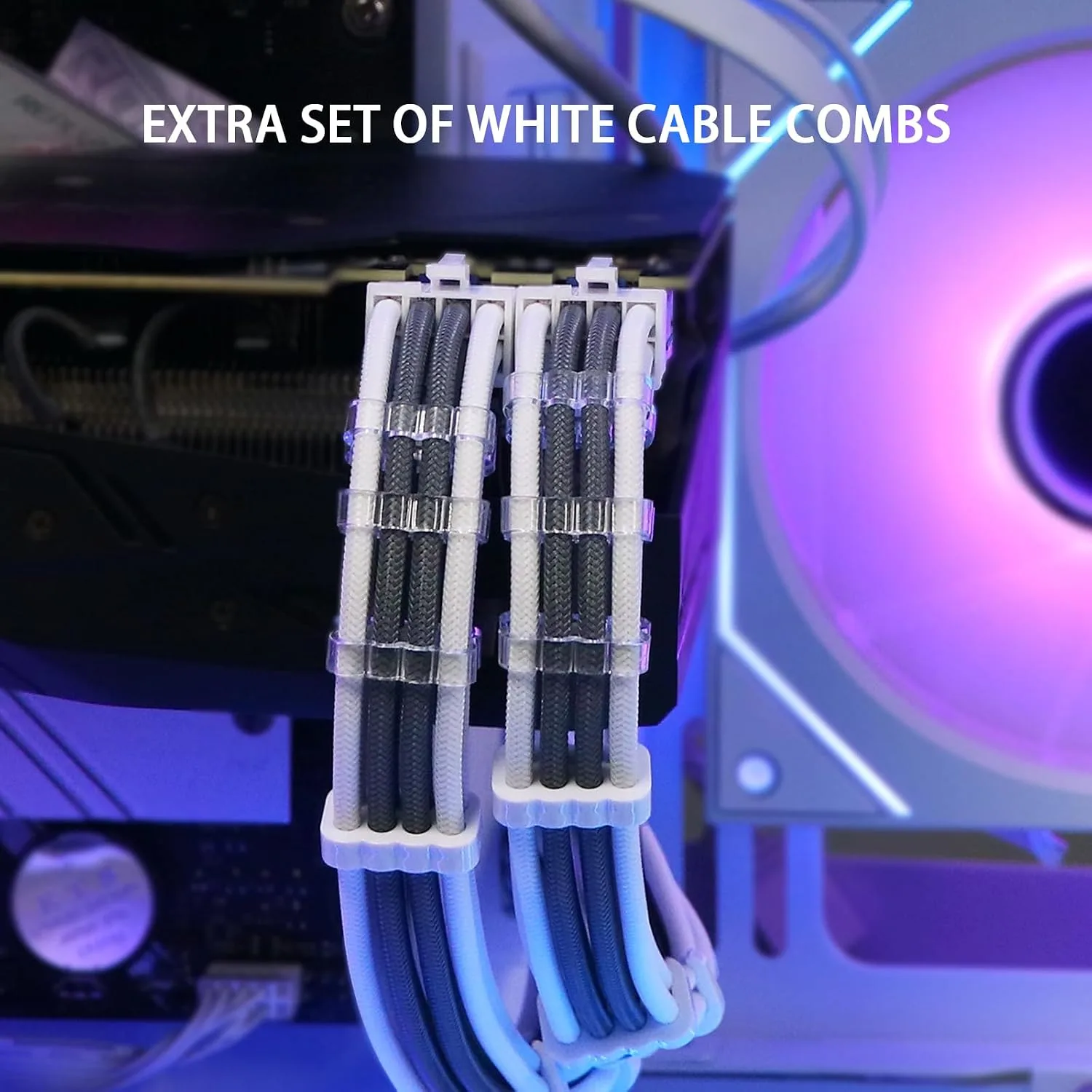 Sirlyr PSU Cables,PC Cable Extension Mod,Customized Easy Management Power Supply Cable - 1x24Pin ATX / 1x8 (4+4) Pin EPS / 2x8 (6+2) Gold-Plated Pin GPU,RTX 4060 4070 Case,Gray White 4 Kits