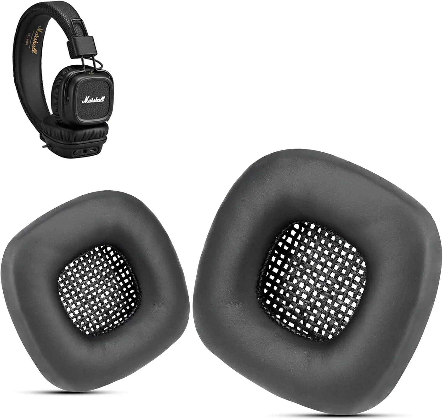 Krone Kalpasmos Replacement Earpads for Marshall Major I/II Headphones, Ear Cushion Compatible with Marshall Major 1/2 Ear Pads, Black