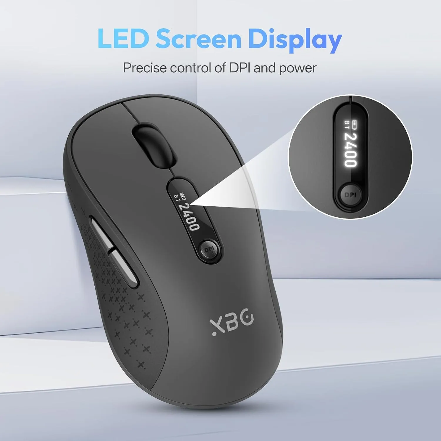 XBG B15Pro Tri-Mode Wireless Bluetooth Mouse with LED Display for Laptop