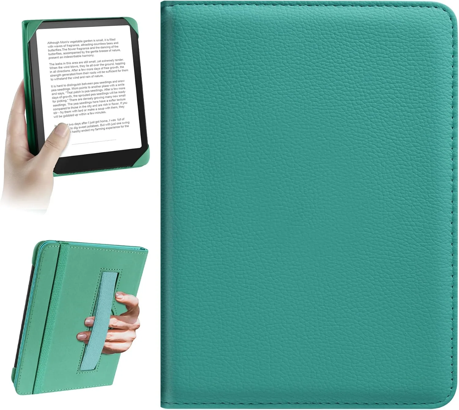HoYiXi Universal Case for 6 inch Kindle eReader Compatible with Paperwhite(2015/2018)/Pocketbook and Tolino/Kobo Clara HD,6" eReader Protective Case Cover Elastic Rope,Green