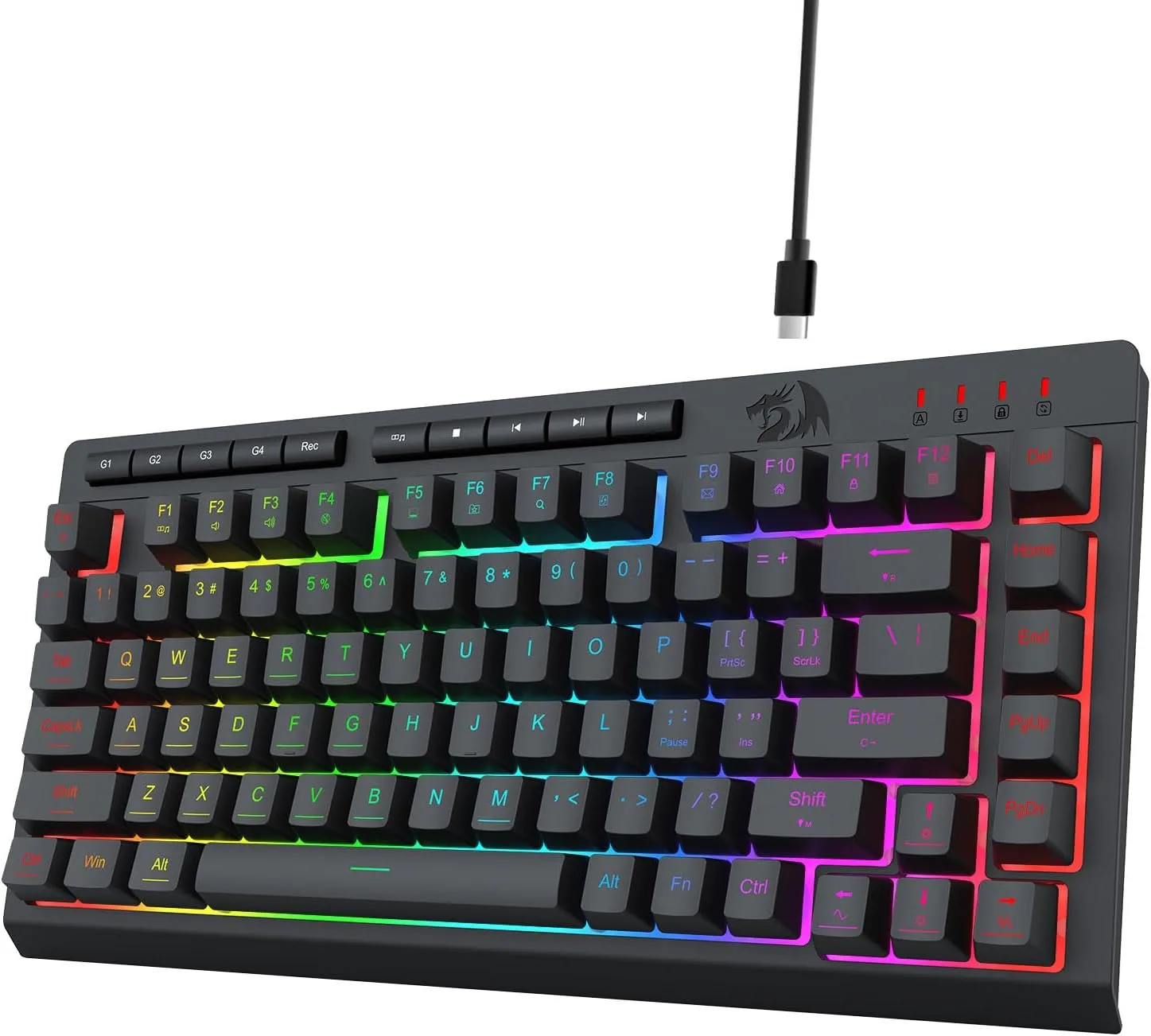 Teclado Gamer Redragon K524 75% Cableado RGB Negro