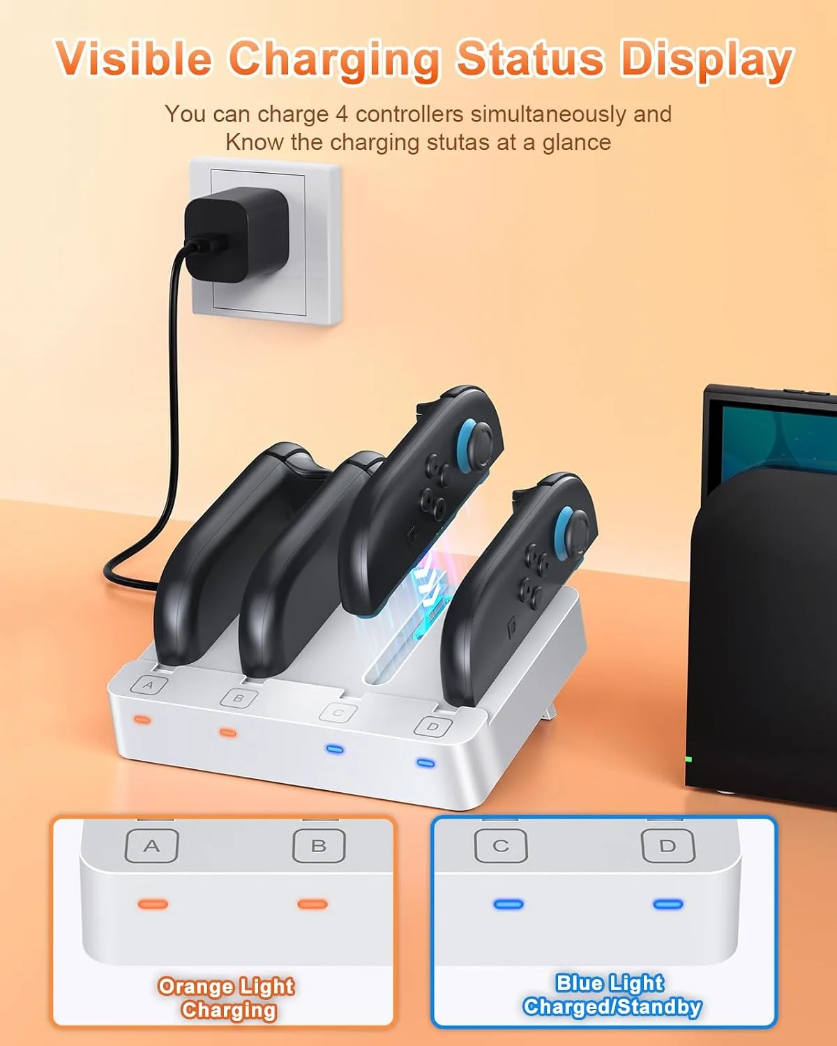 FYOUNG [Switch 2/1 Both] Controller Charger, Charging Dock for JoyCon 2