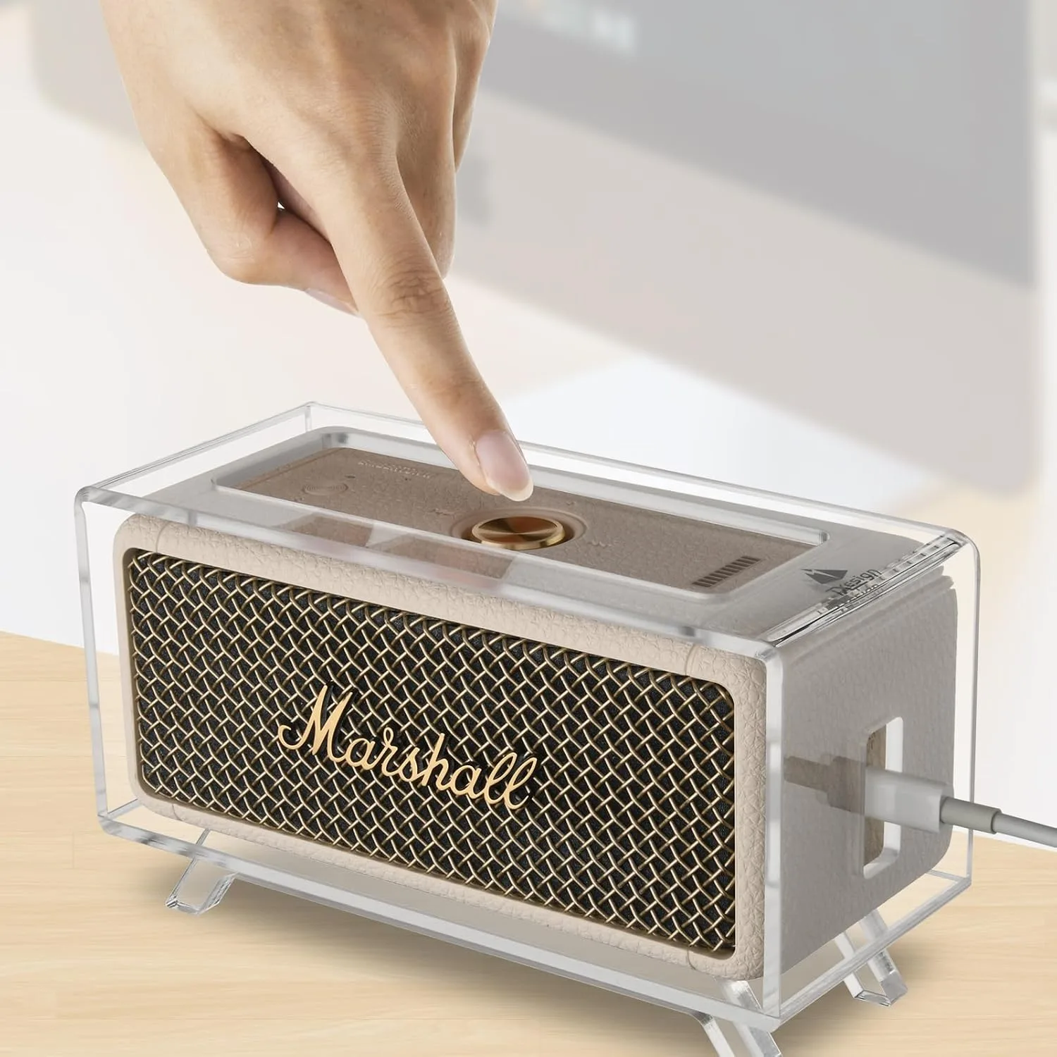 Acrylic Desktop Stand Holder Compatible with Marshall Emberton/Emberton II/Emberton III Portable Speaker, Table Holder Display Shelf Speaker Desktop Stand Shelf (Transparent)
