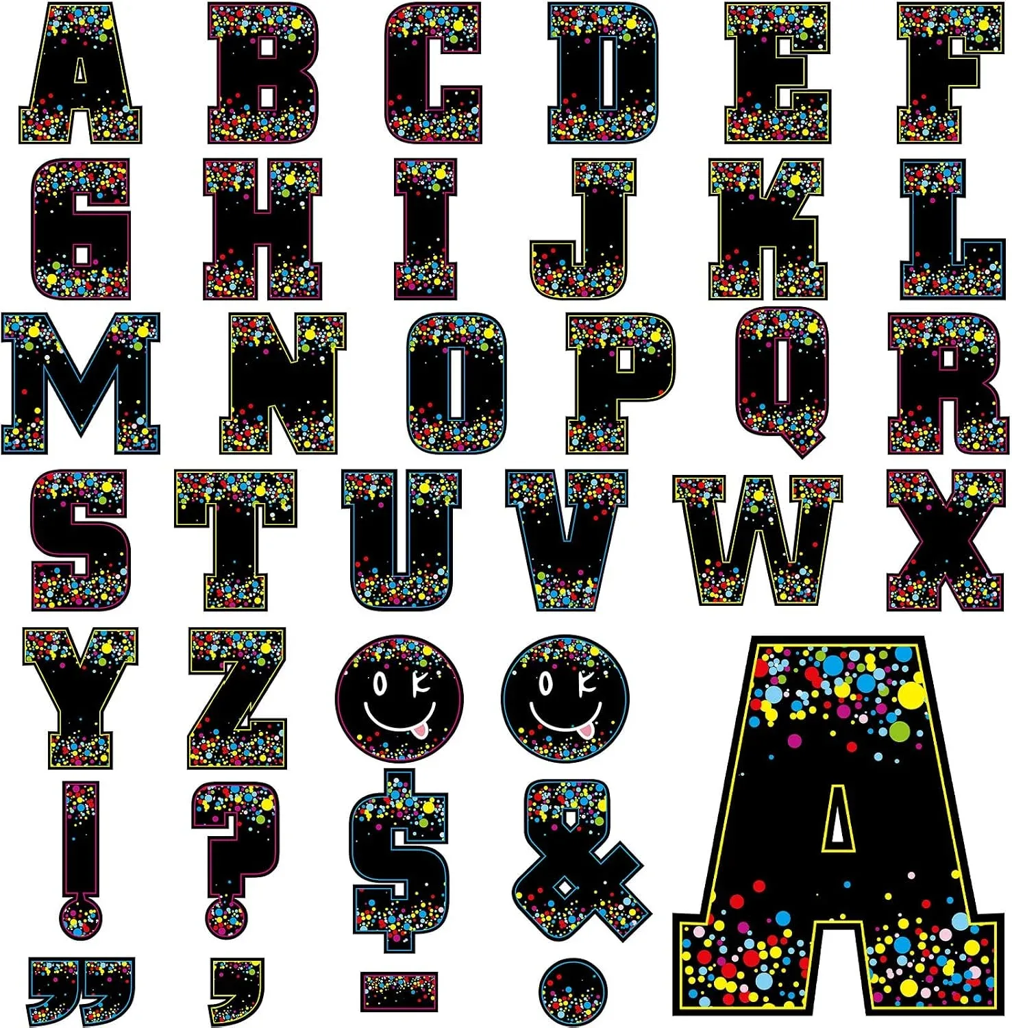 136 Pcs 12 Inch Extra Large Bulletin Board Letter Classroom Wall Decor