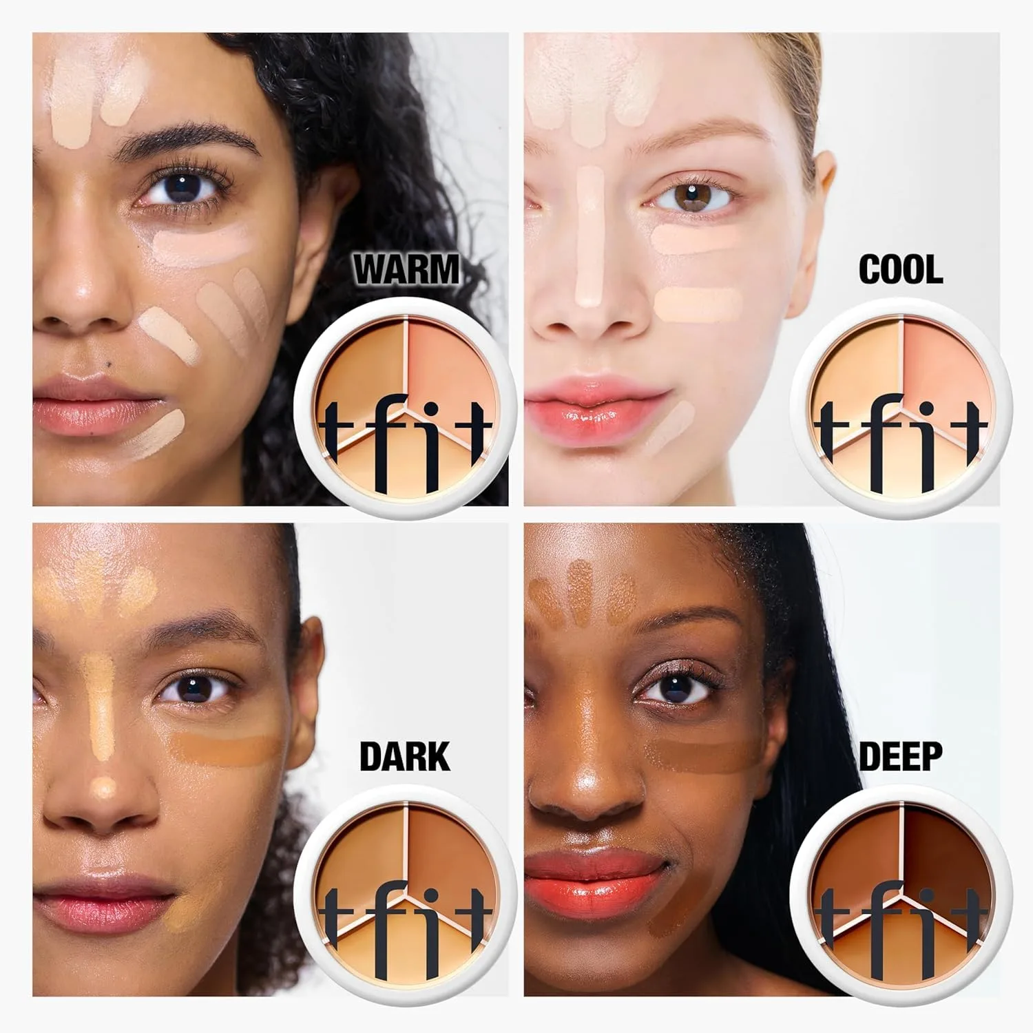TFIT 3 Color Concealer Cream Palette Full Coverage 0.52 Ounce 03 Cool