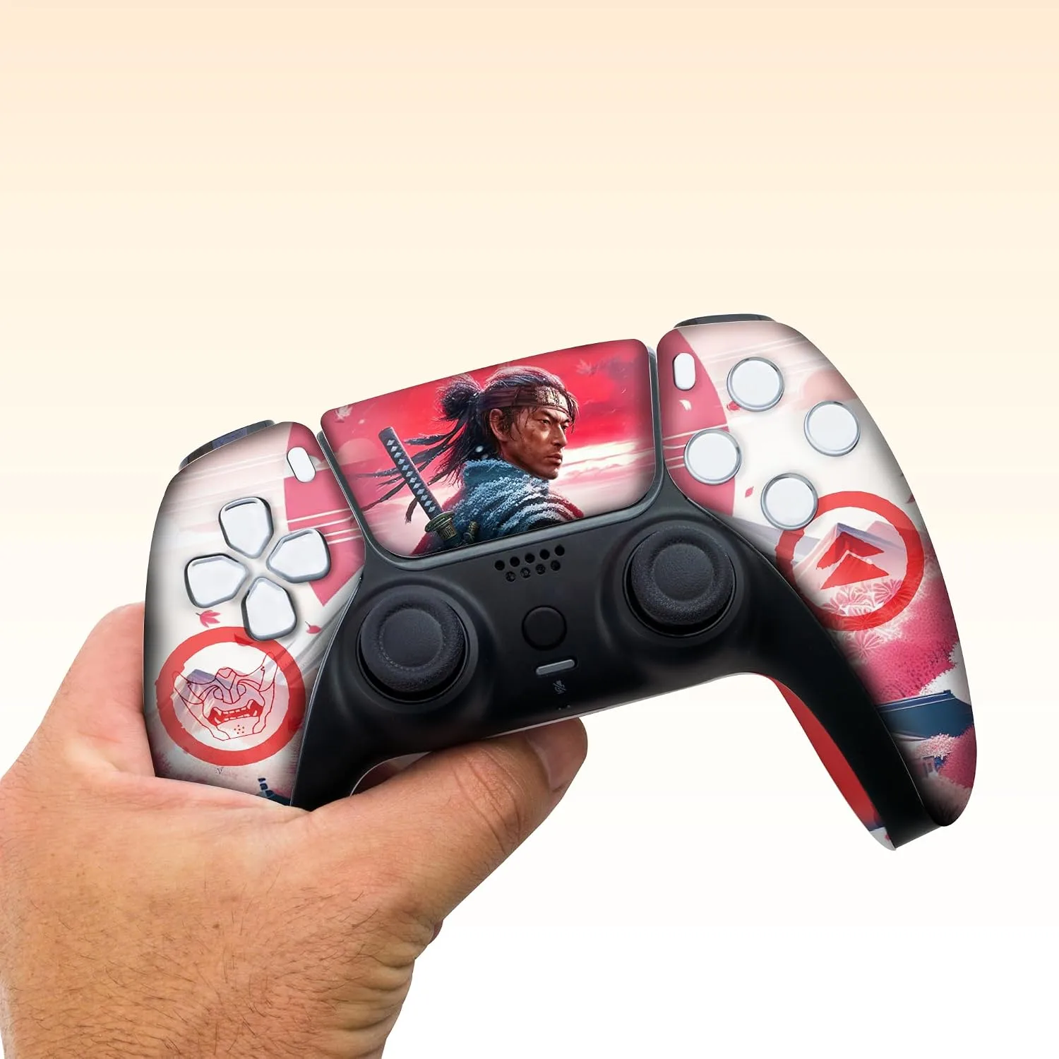 Ghost of Tshushiima Custom PS-5 Controller Wireless compatible with Play-Station 5 Console by BCB Controllers | Proudly Customized in USA with Permanent HYDRO-DIP Print(NOT JUST A SKIN)(MODDED)