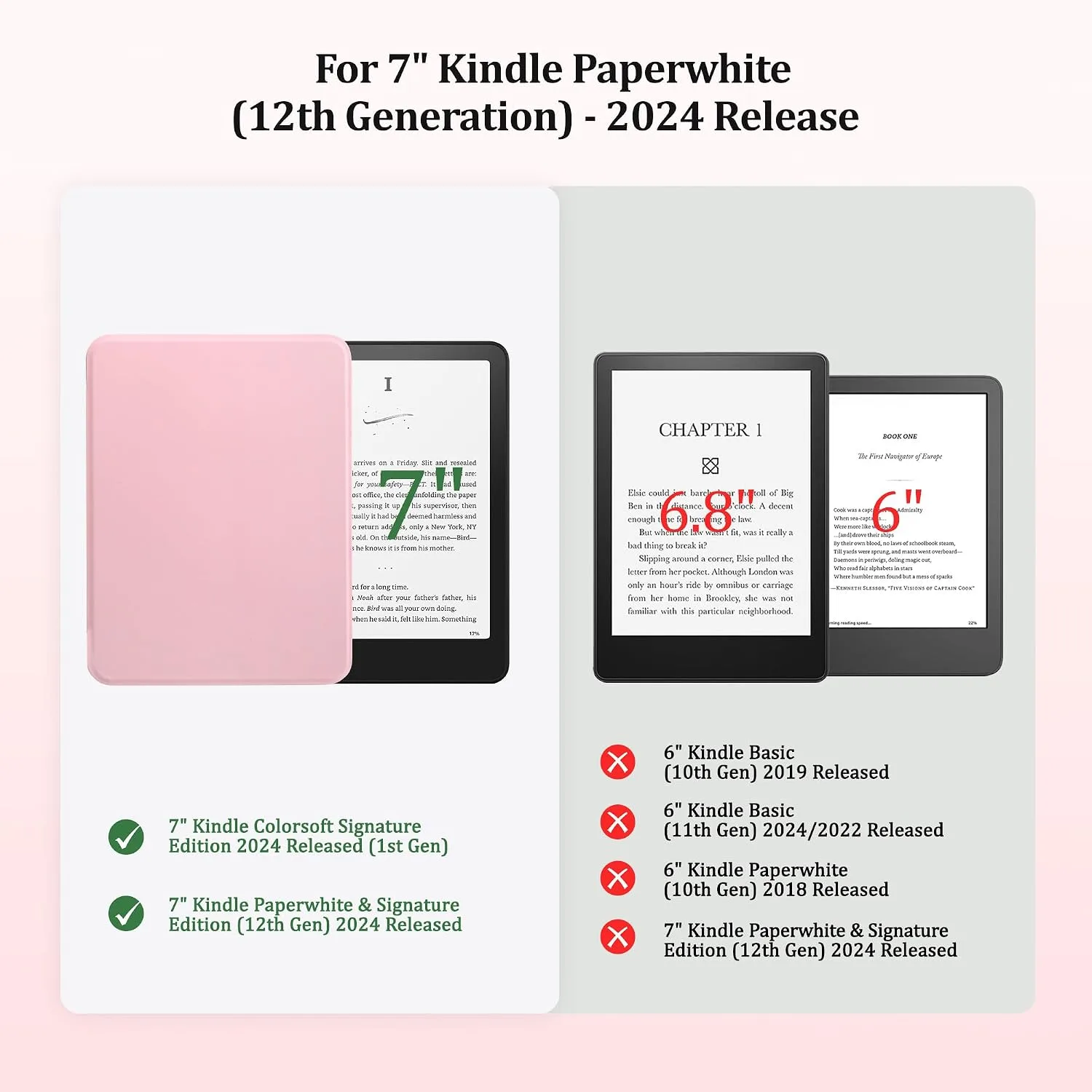 Clear Case for 7'' Kindle Paperwhite 12th Gen 2024 & Colorsoft