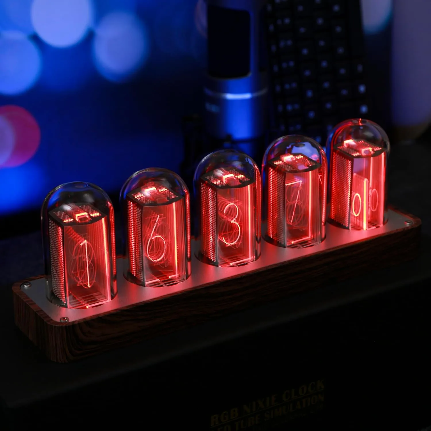 ClocTeck Nixie Tube Clock Walnut Digital Clock, Support Wi-Fi Time SYNC, Alarm & Timer, 12/24H Display, A Retro Gift for Friends