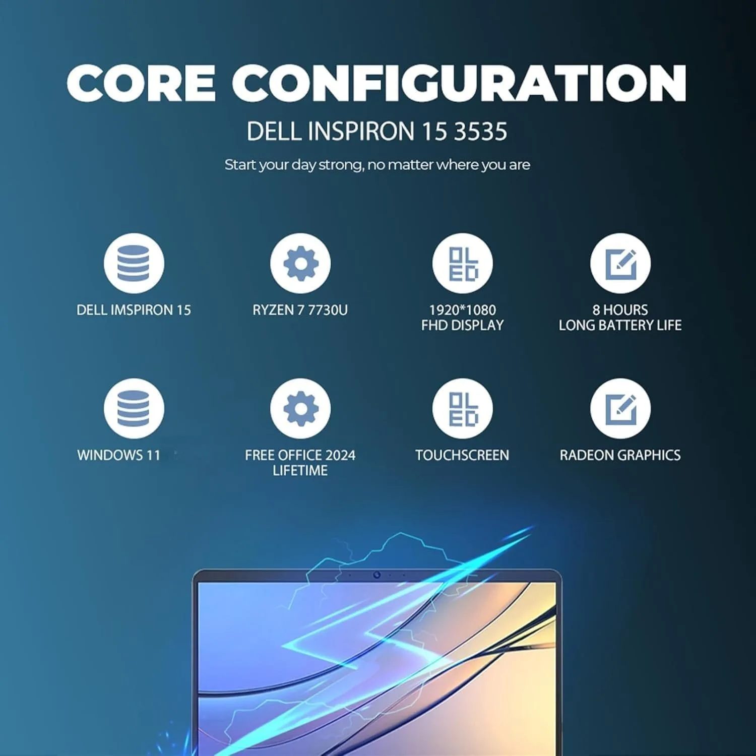 Dell Inspiron 15.6" Touchscreen FHD Laptop | AMD Ryzen 7 7730U(8-Core, Up to 4.5GHz) | 32GB RAM, 1TB PCIe SSD | Windows 11 | Bluetooth, HDMI, USB, 802.11 Wi-Fi | Anti-Glare, Privacy Shutter