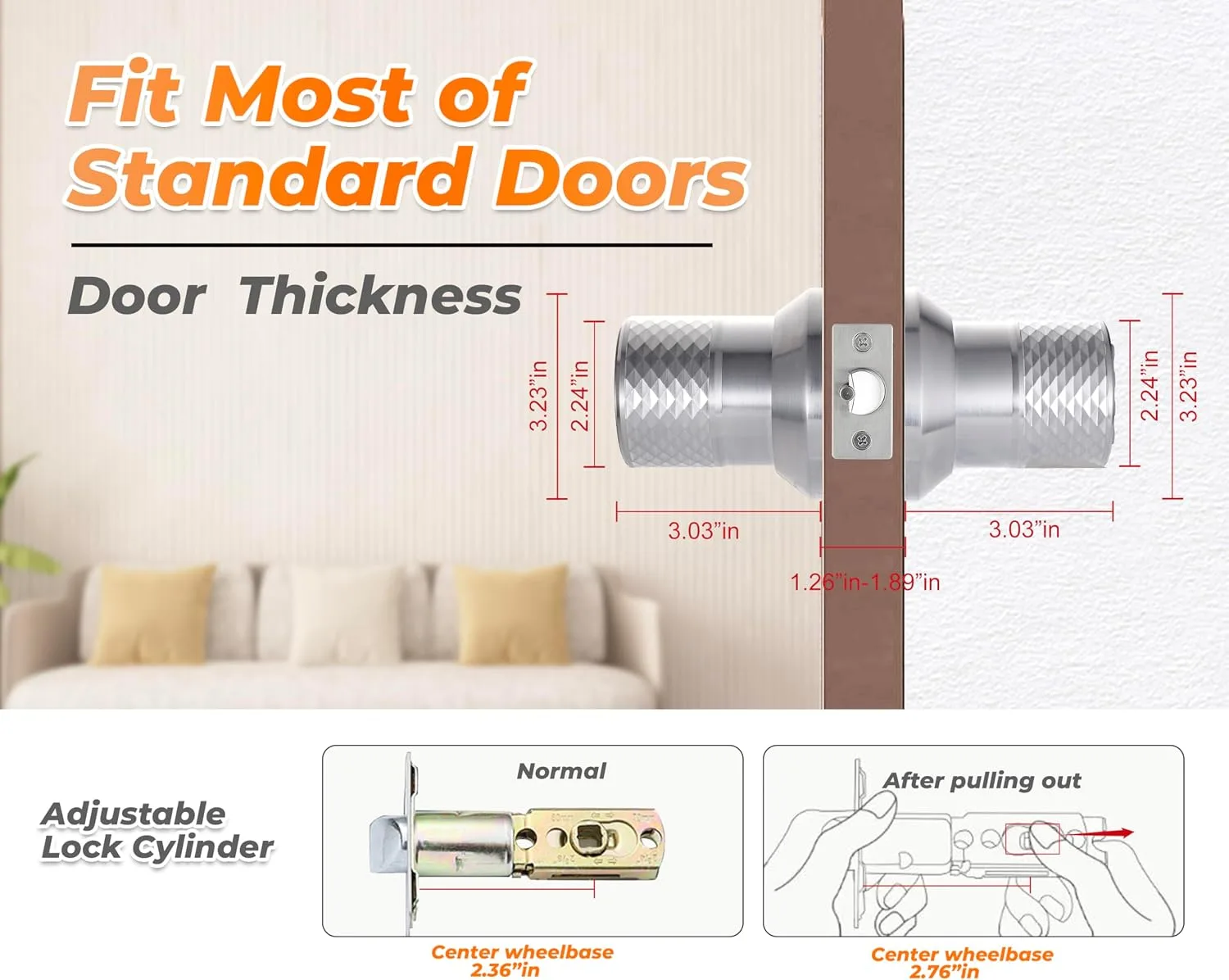 Buoan Keypad Door Knob, Keyless Entry Digital Door Lock with Handle