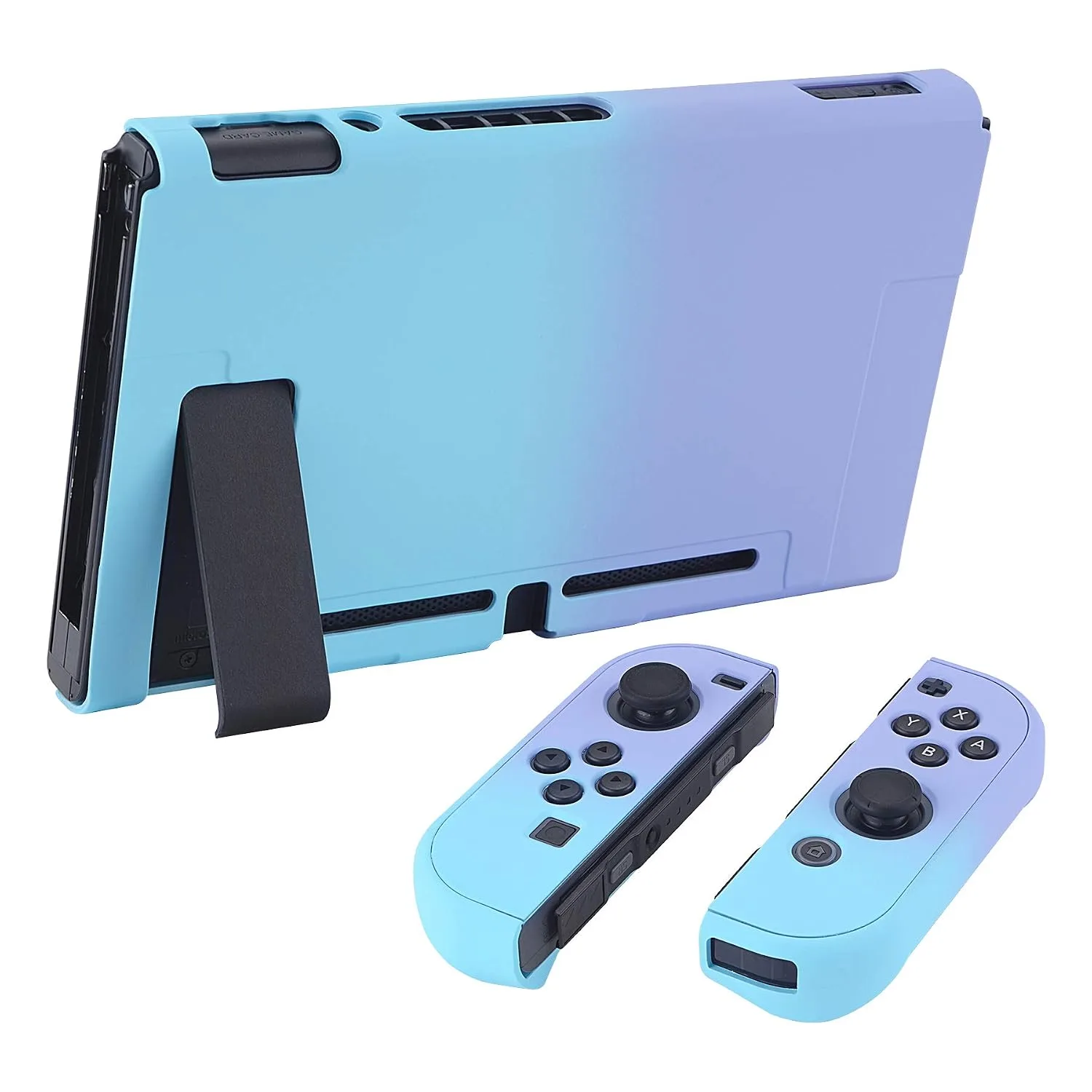 eXtremeRate PlayVital Cover for Nintendo Switch, Protective Case Protector for Switch - Shock-absorbent Anti-Scratch Dockable Durable Hard Shell, Gradient Violet Blue (NOT for Switch 2)