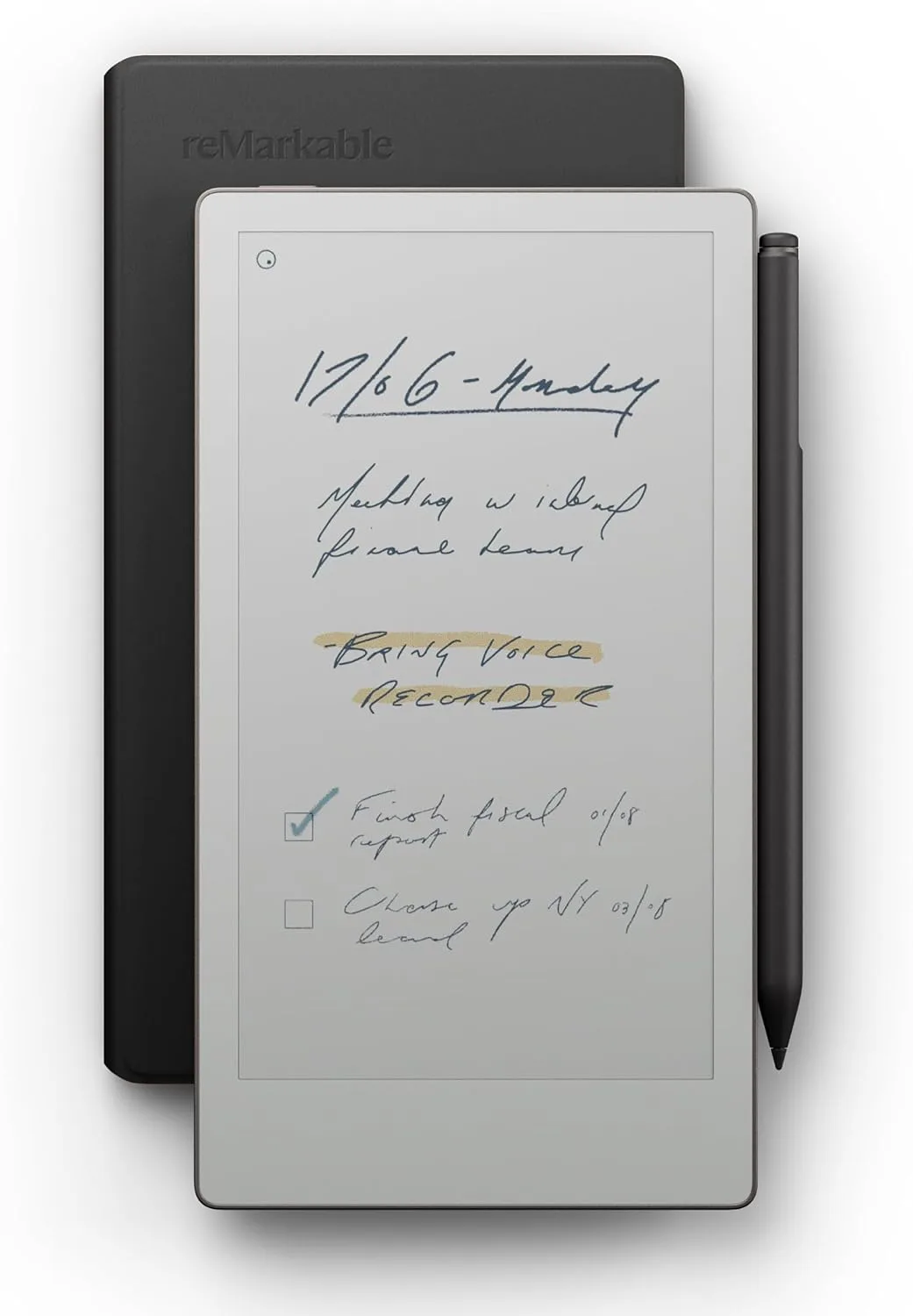 reMarkable Paper Pro Move with Marker Plus and Black Leather Book Folio