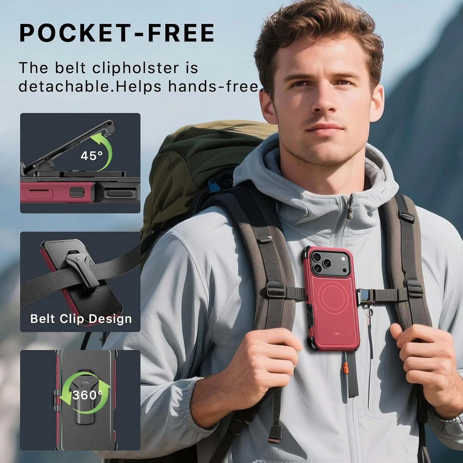 M MYBAT PRO for iPhone 18 Pro Max Case with Belt Clip Holster,Magnetic Case