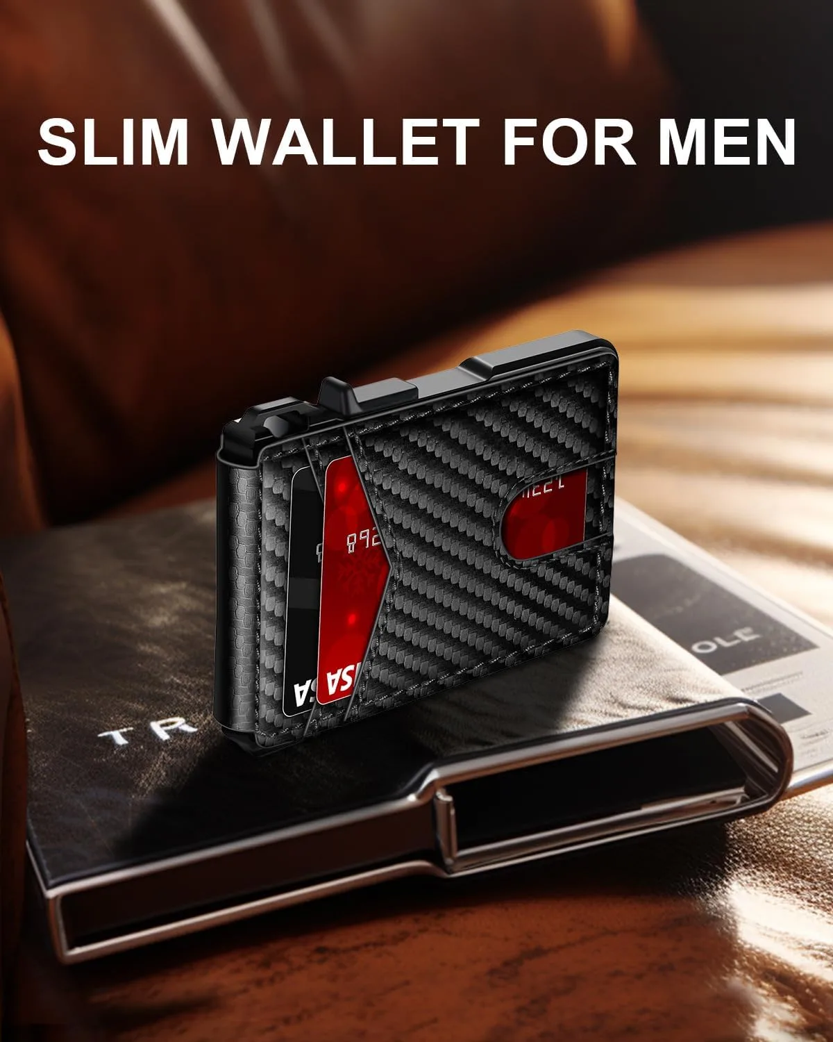 Wallet for Mens Minimalist Wallet 9-13 Cards RFID Blocking Slim Wallet