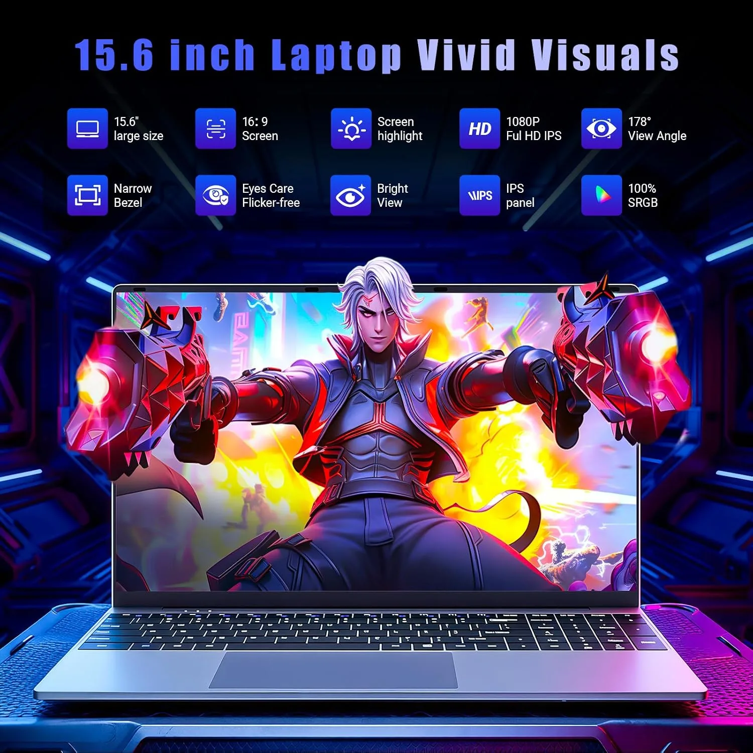 15.6 Inch Laptop Computer, 16GB RAM 512GB SSD Core i5-7Y54 Lap top, 180° Convertible Notebook Laptops with Win 11/Office, Backlit Keyboard, FHD Display, 180° Rotating Screen, WiFi5/ BT4.2, Mini HDMI