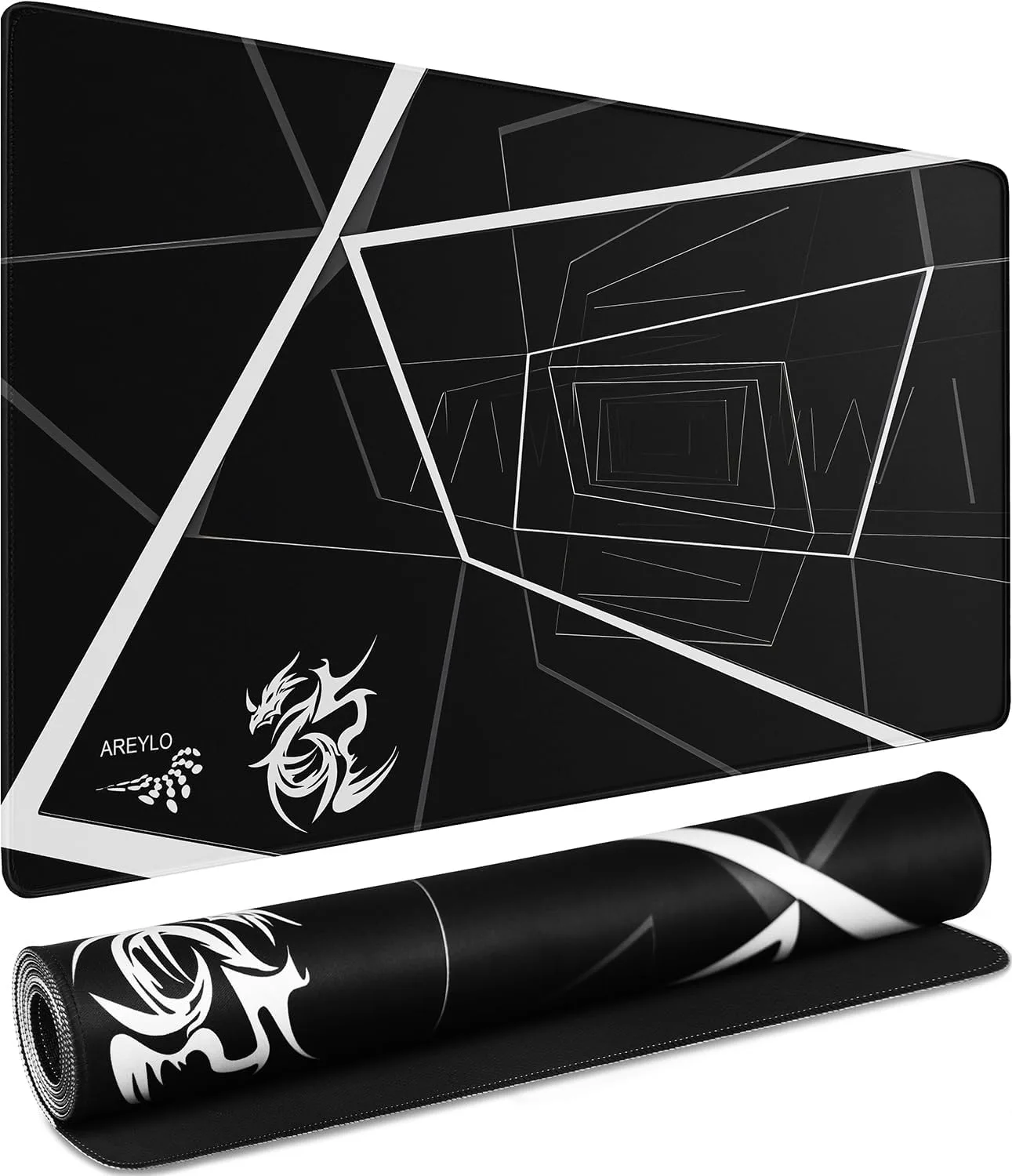 Mouse Pad Large, Waterproof Extra Large Gaming Mousepad with Stitched Edges, 31.5" x 15.7" Non-Slip Rubber Base Office Big Long Keyboard Pad for Office Gamer Home XXL, (Black Square)