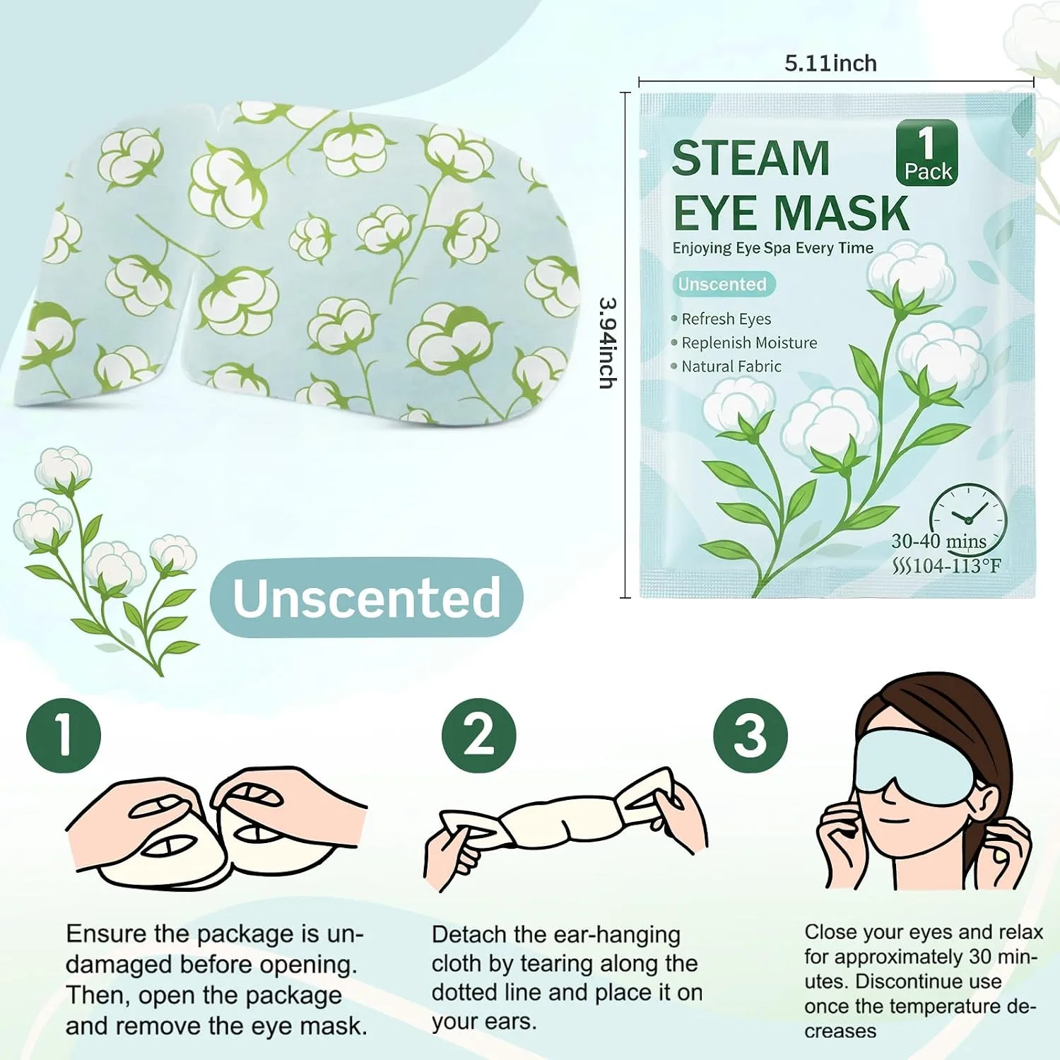 100 Pcs Steam Eye Masks for Dry Eyes Bulk Unscented Self Heated