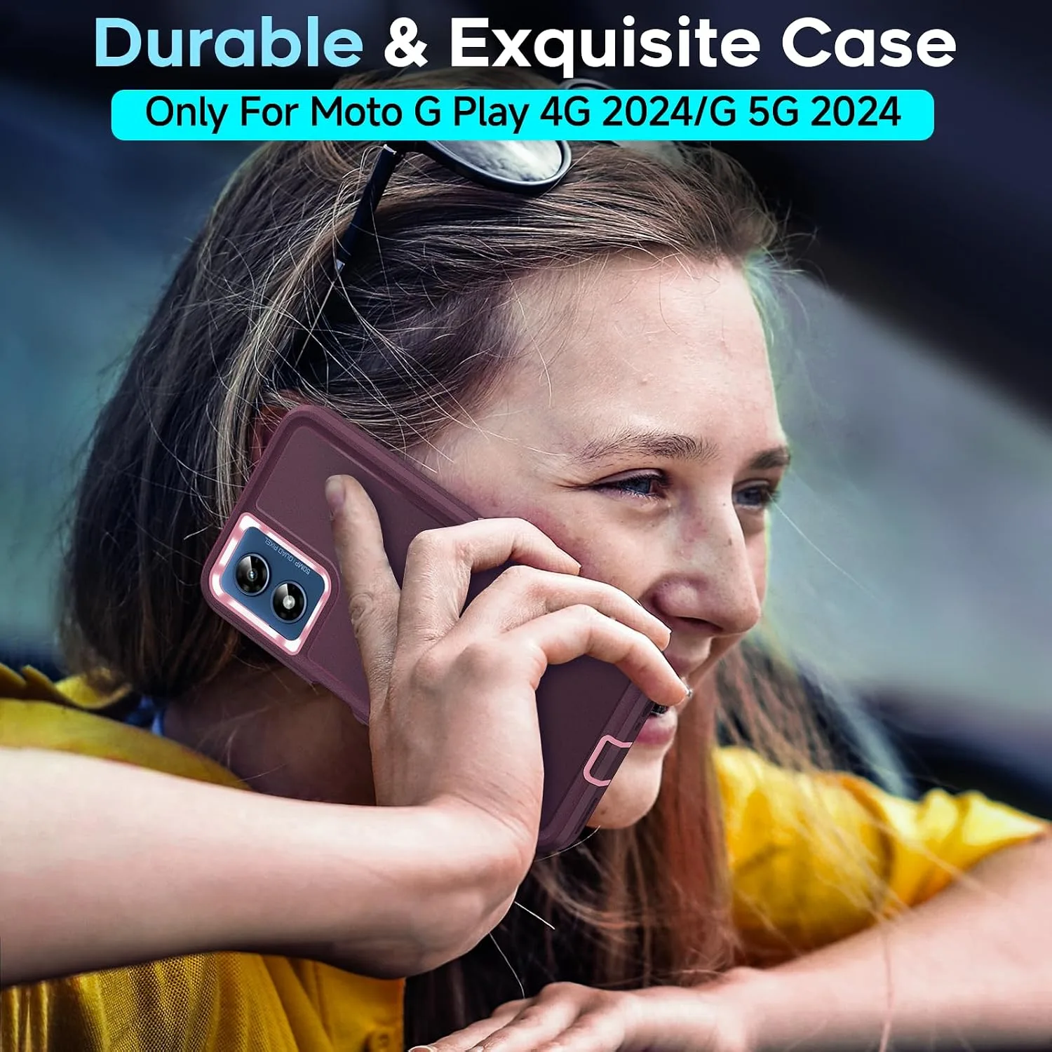LeYi for Moto-5G-2024 Case: 𝗡𝗼𝘁 𝗣𝗹𝗮𝘆, 3-Layer Full Body, Wine Red