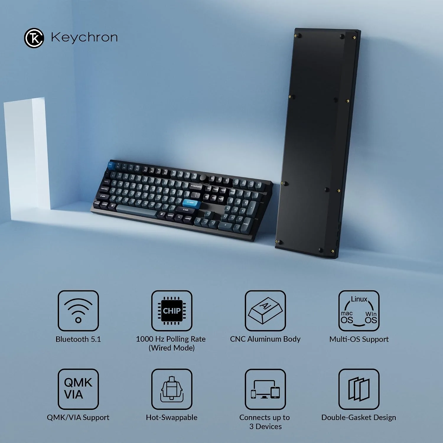 Keychron Q6 Pro Wireless Mechanical Keyboard, Full Size for Work and Gaming