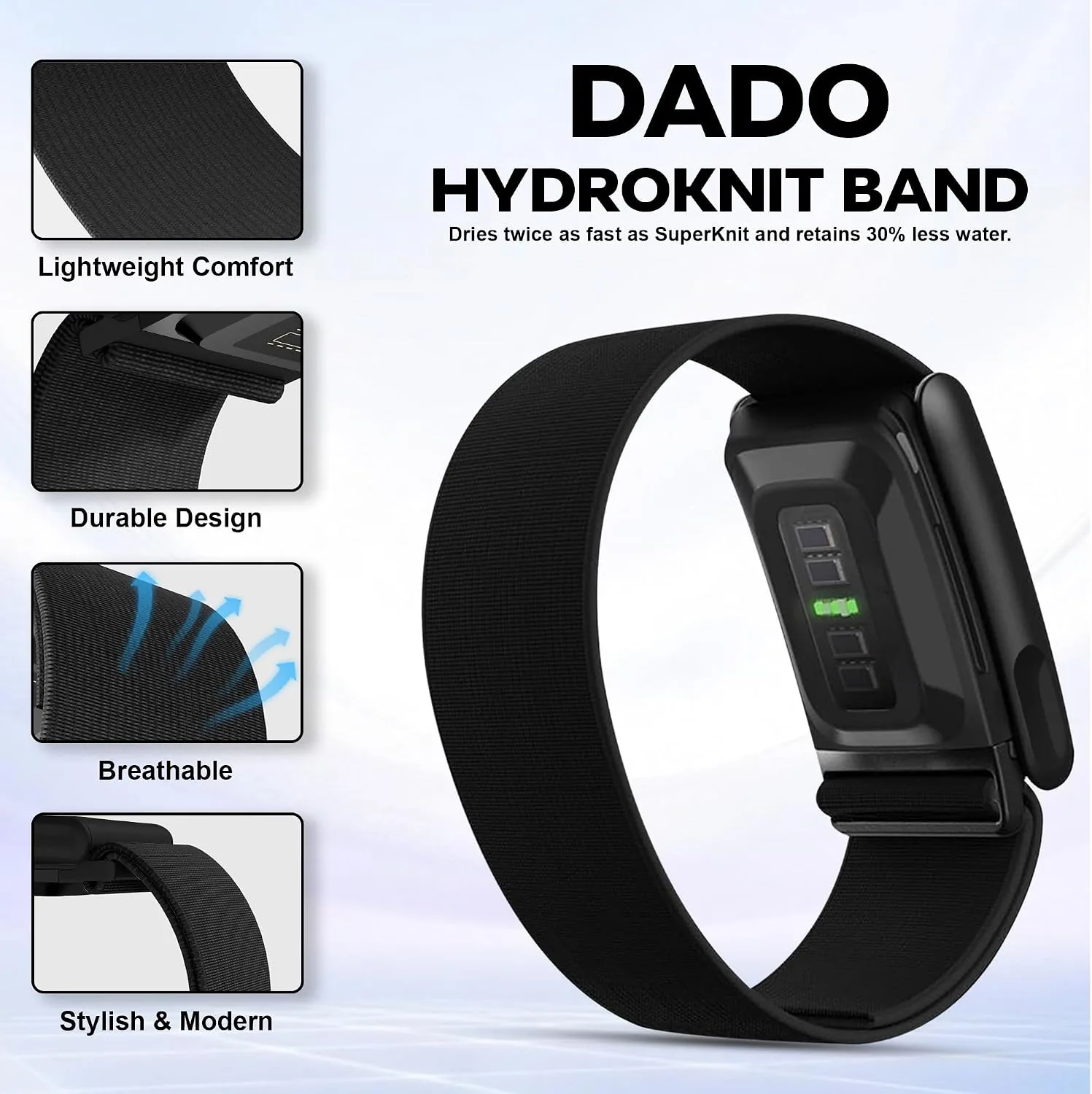 DADO HydroKnit Waterproof Nylon Sport Band Compatible with WHOOP 5.0, One, Peak, and Life | Elastic, Fast-Drying, Water-Resistant, and Comfortable Strap for Active Lifestyles