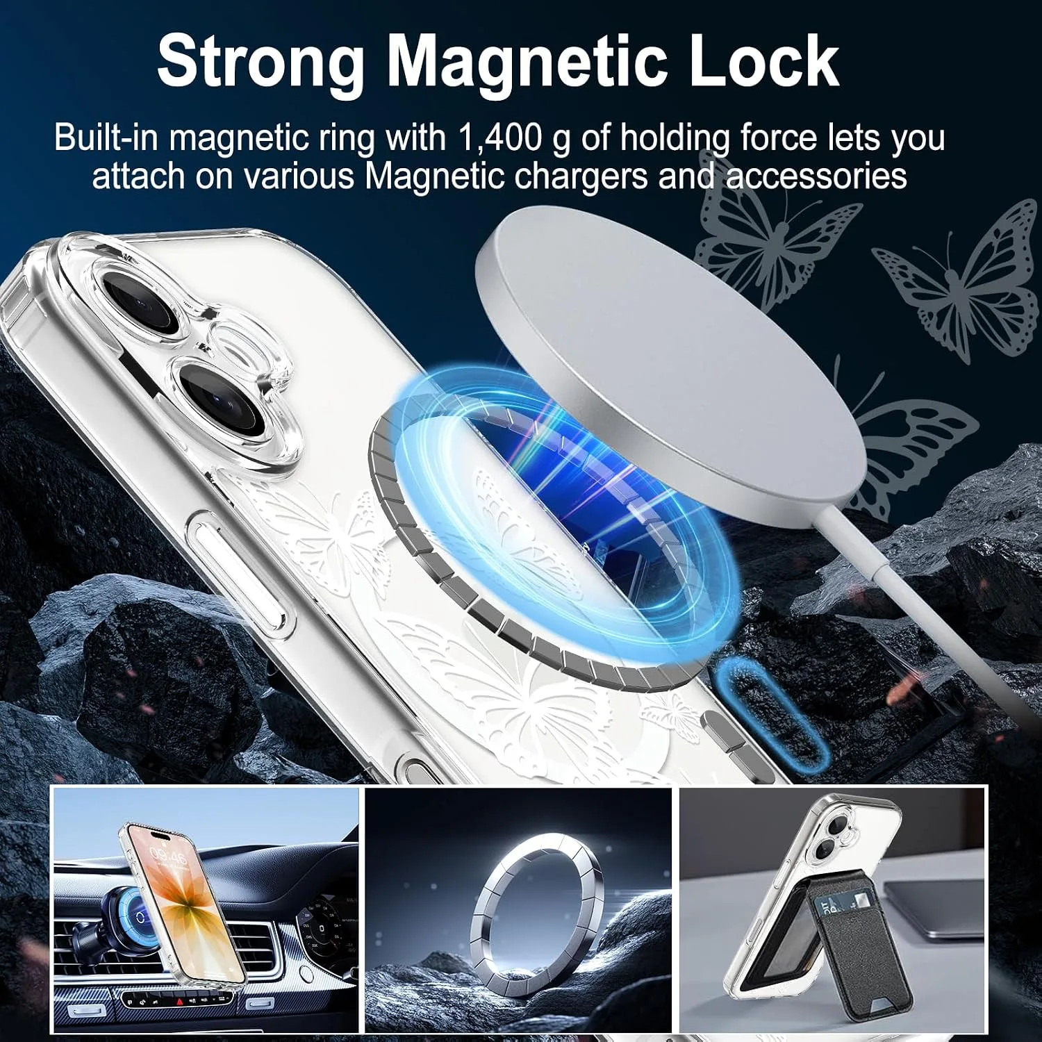 tharlet Magnetic for iPhone 17 Case, Compatible with MagSafe Butterfly