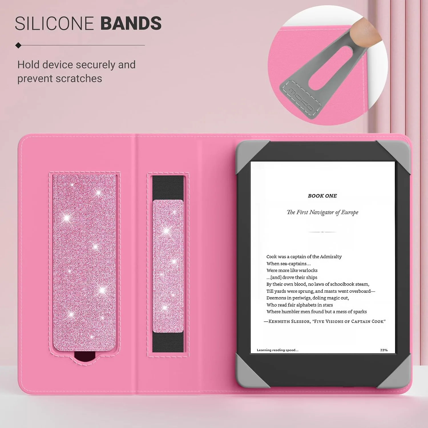 Moko Universal Case for 6 inch eReaders&Tablets, Shiny Pink