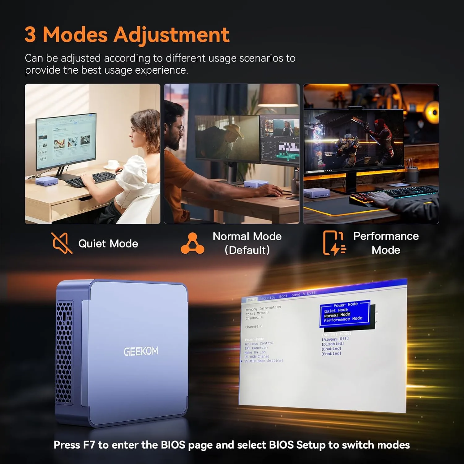 GEEKOM AX8 Max Silent Mini PC, Ryzen 7 8745HS, DDR5 16GB 1TB SSD