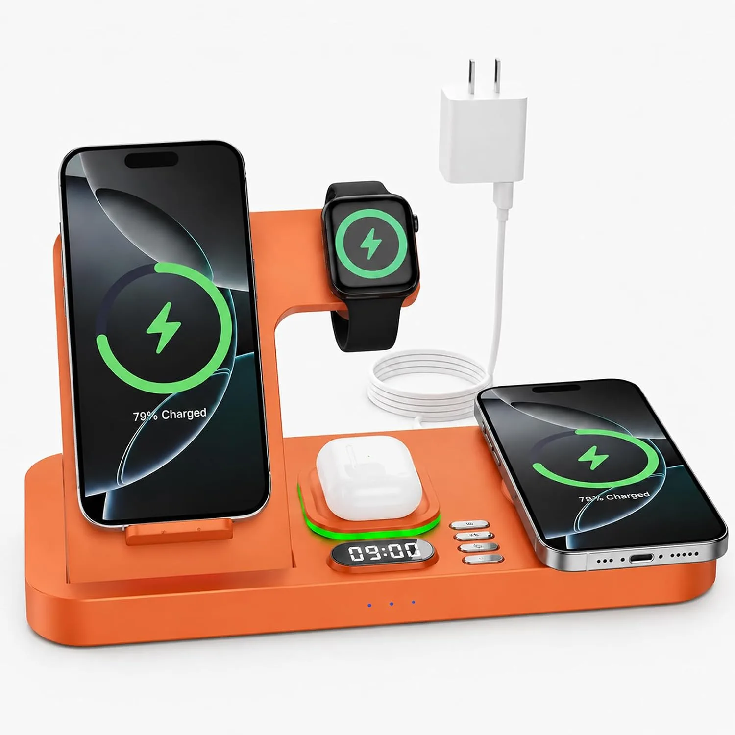 Estación de carga inalámbrica plegable Feiltik para dos teléfonos Apple
