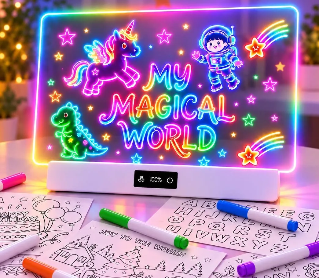 16" LED Drawing Board for Kids Birthday Gift for Girls, Turquoise/White