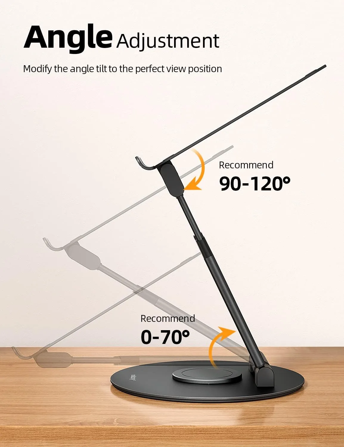 Nulaxy 18" Height Telescopic 360 Rotating Aluminum Laptop Stand Desk, Black