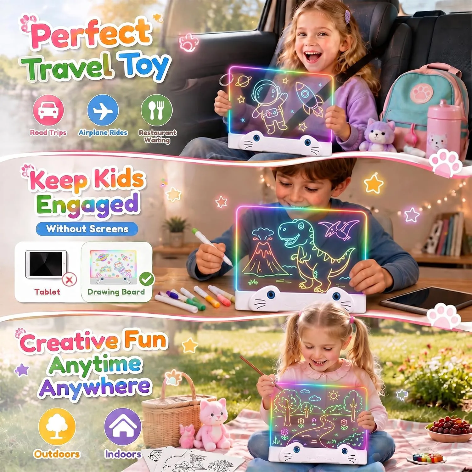 LED Drawing Board for Kids,Light Up Drawing Board,Gifts for Girls Boys Kids
