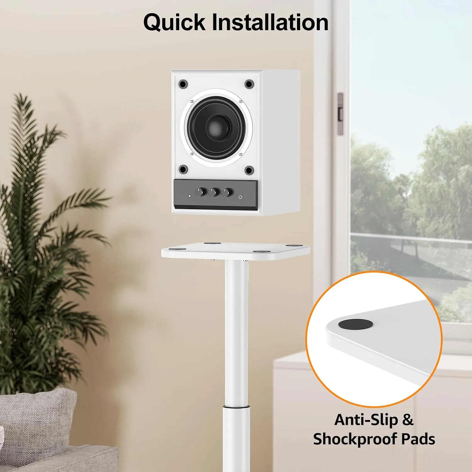 Speaker Stands Pair, 28"-37.4" Height Adjustable, Max 22 lbs, Glass Base